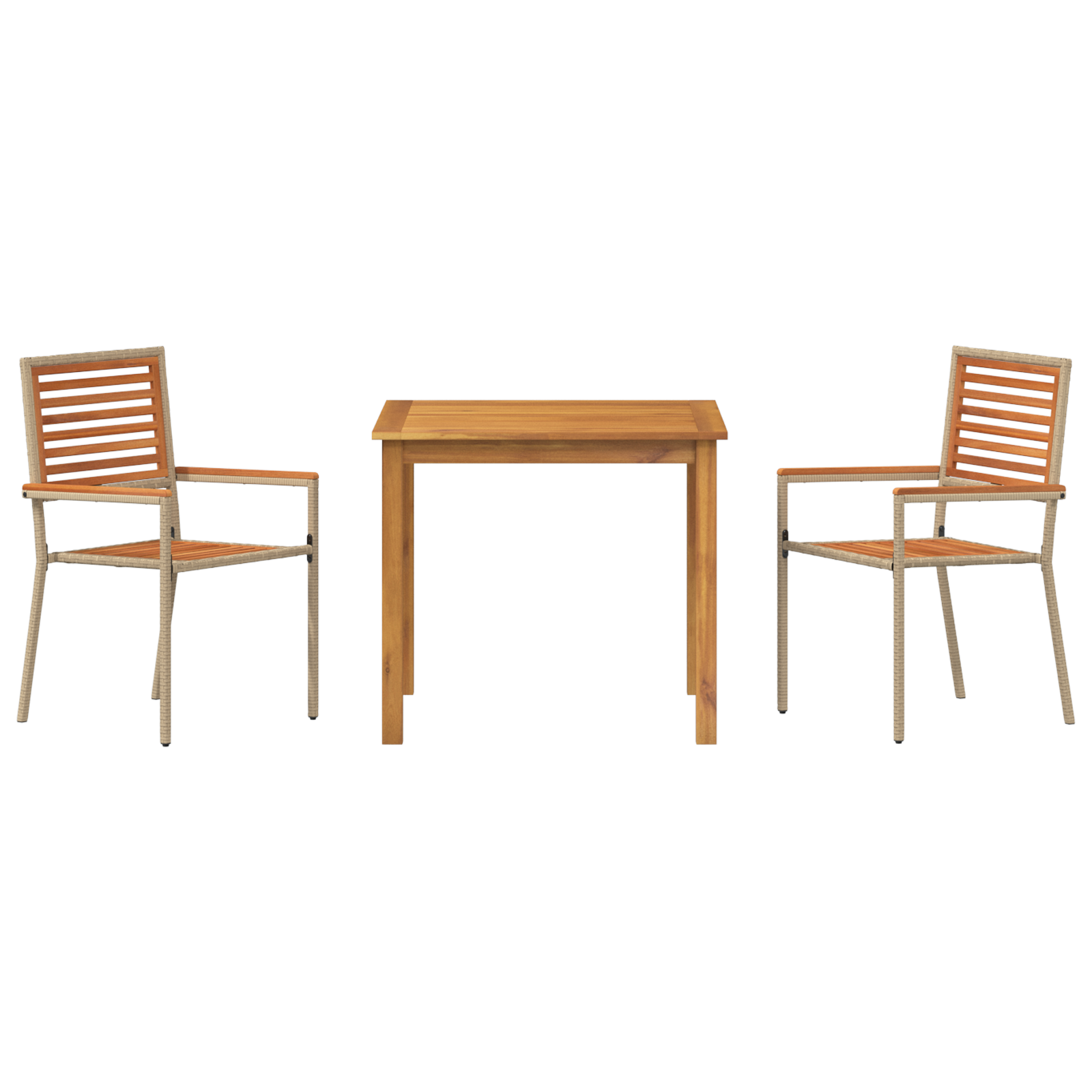 3-delt hagemiddagssett Beige Poly Rattan Akacia