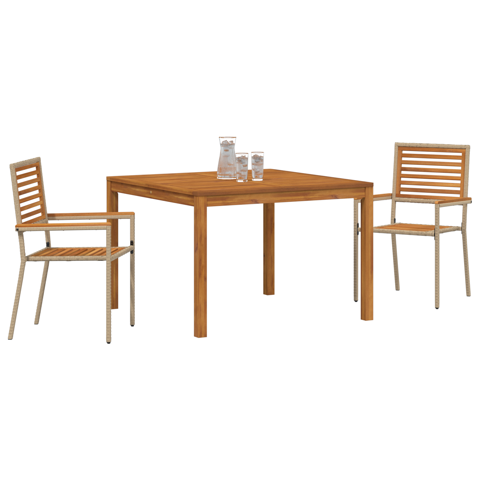 3-delers Hage Spisebordsett Beige Akasietre