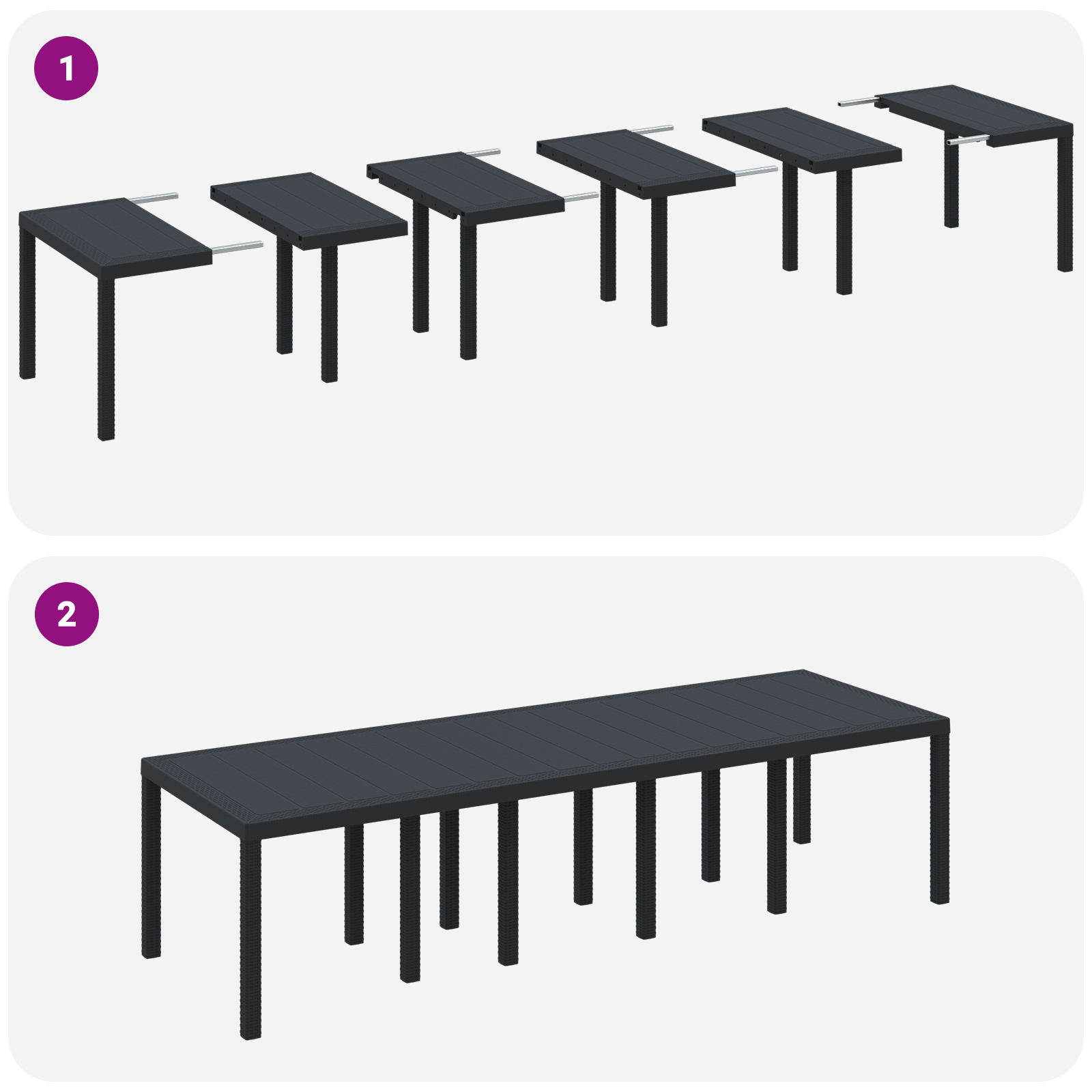 13 Piece Garden Dining Set med Puter Antrasitt Polyrotting