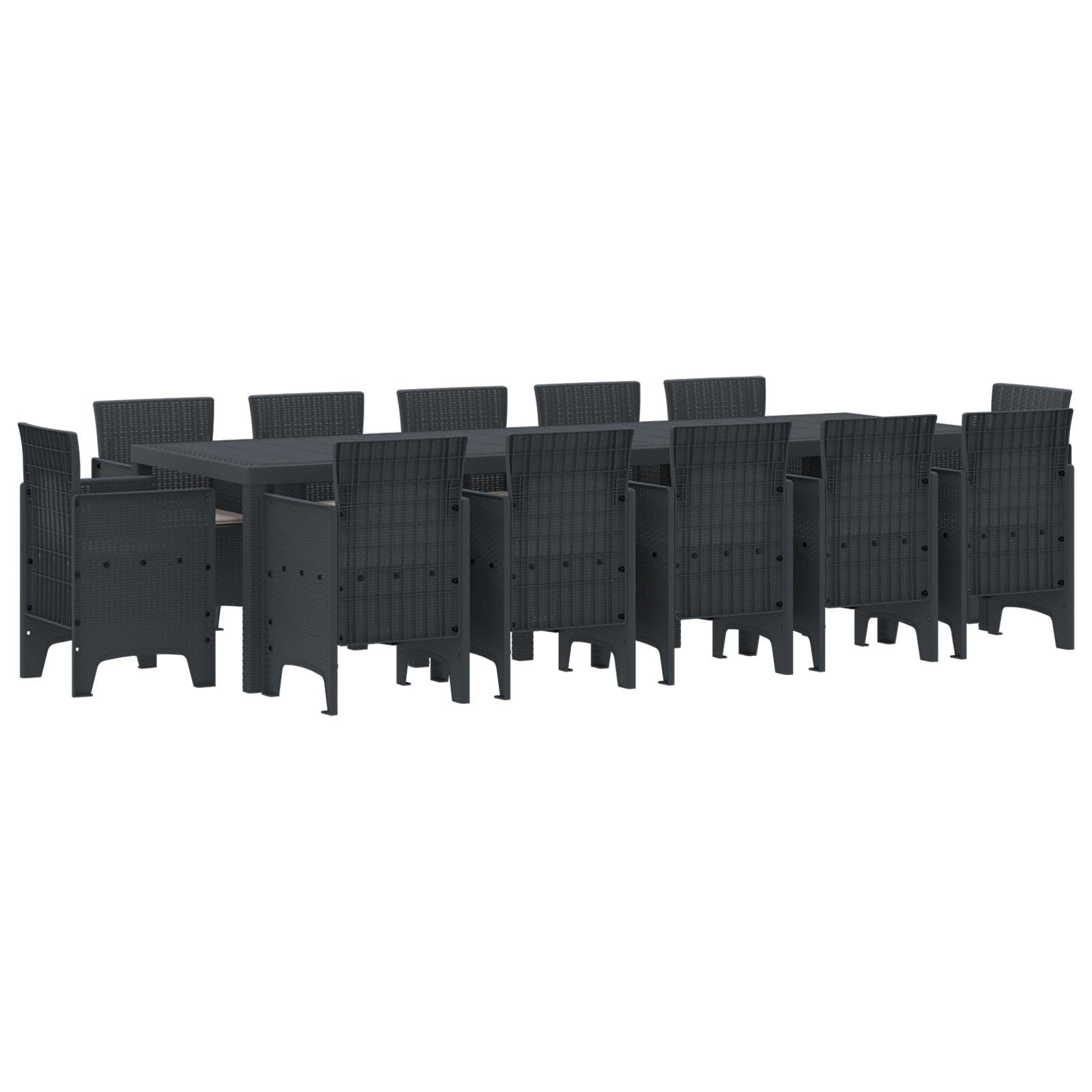 13 Piece Garden Dining Set med Puter Antrasitt Polyrotting