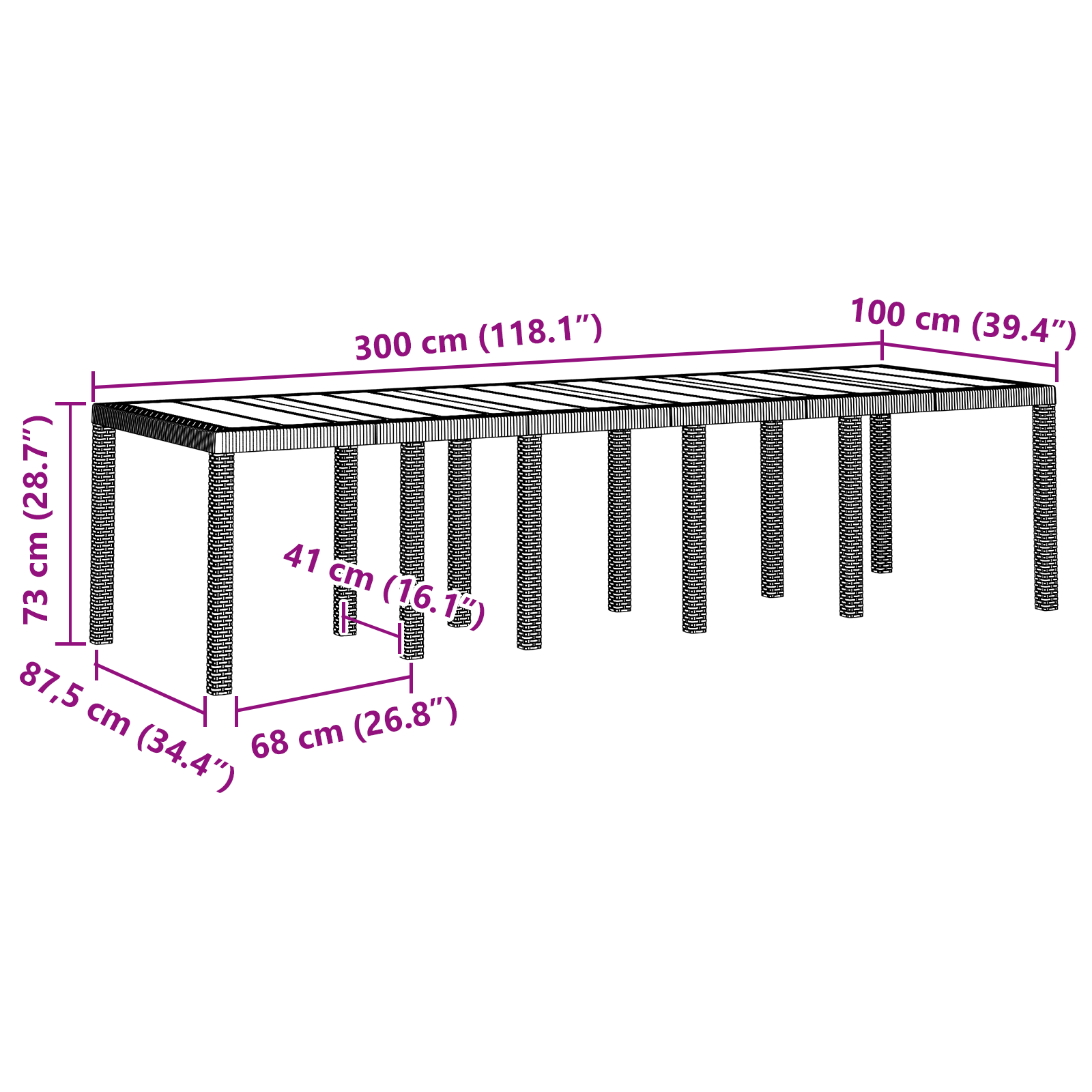 13 Piece Garden Dining Set med Puter Antrasitt Polyrotting
