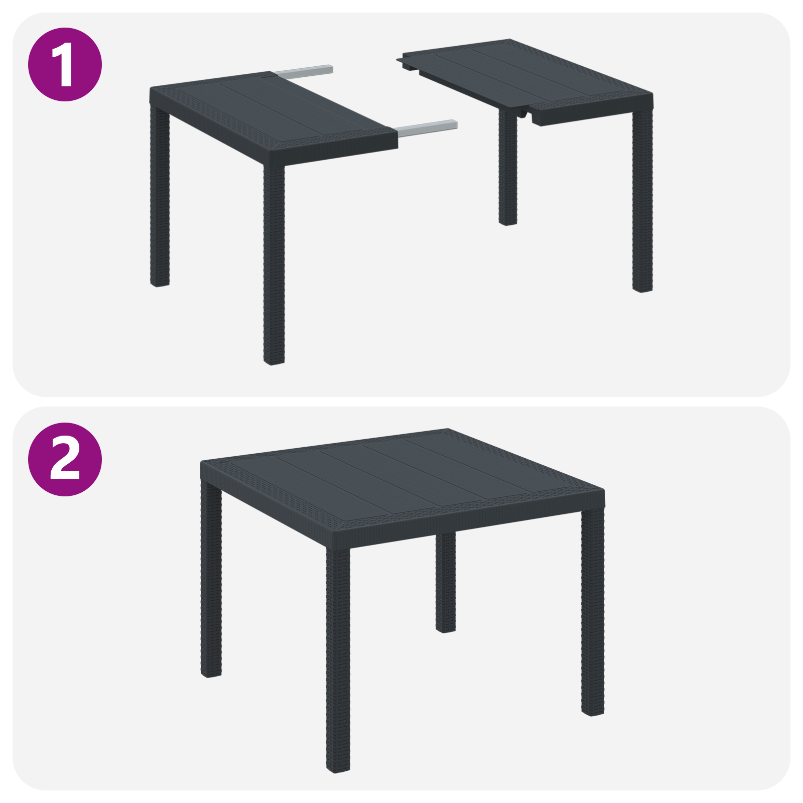 3 Delt Hage Spisegruppe med Puter Anthracite Poly Rattan
