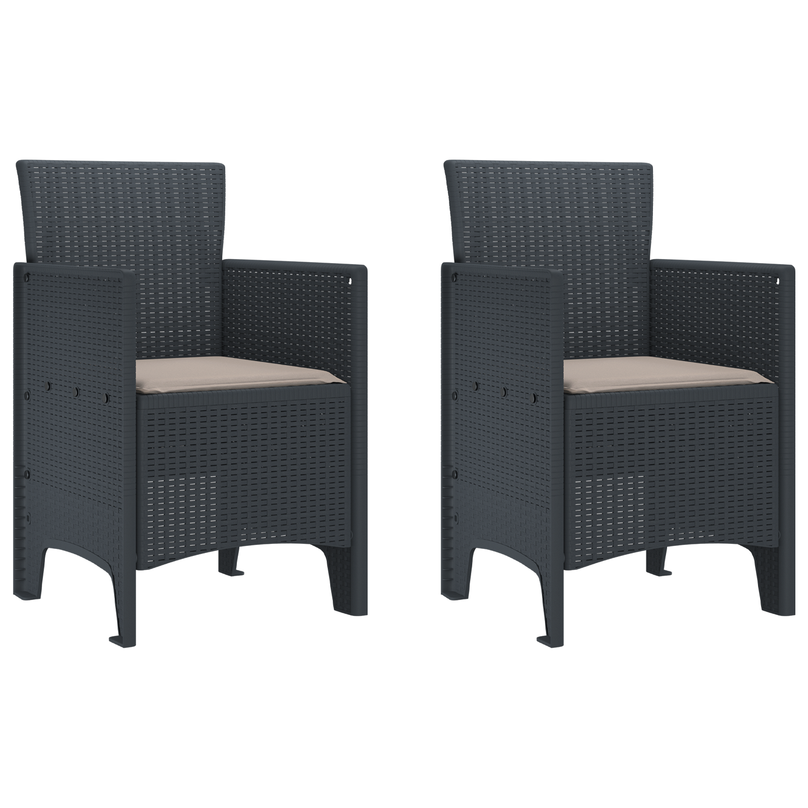3 Delt Hage Spisegruppe med Puter Anthracite Poly Rattan