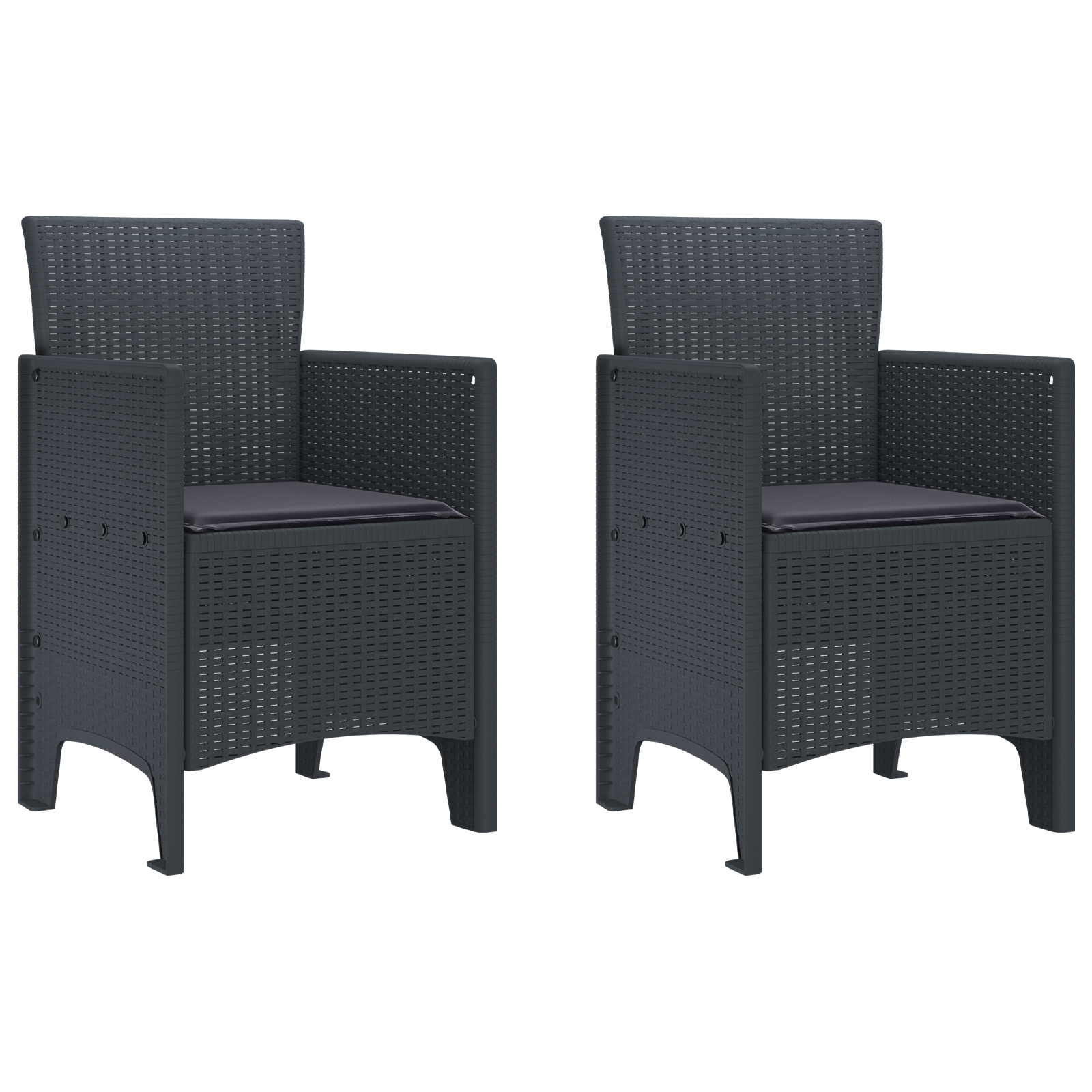 3-delt Hage Spisebord Set med Puter Antrasitt Poly Rattan