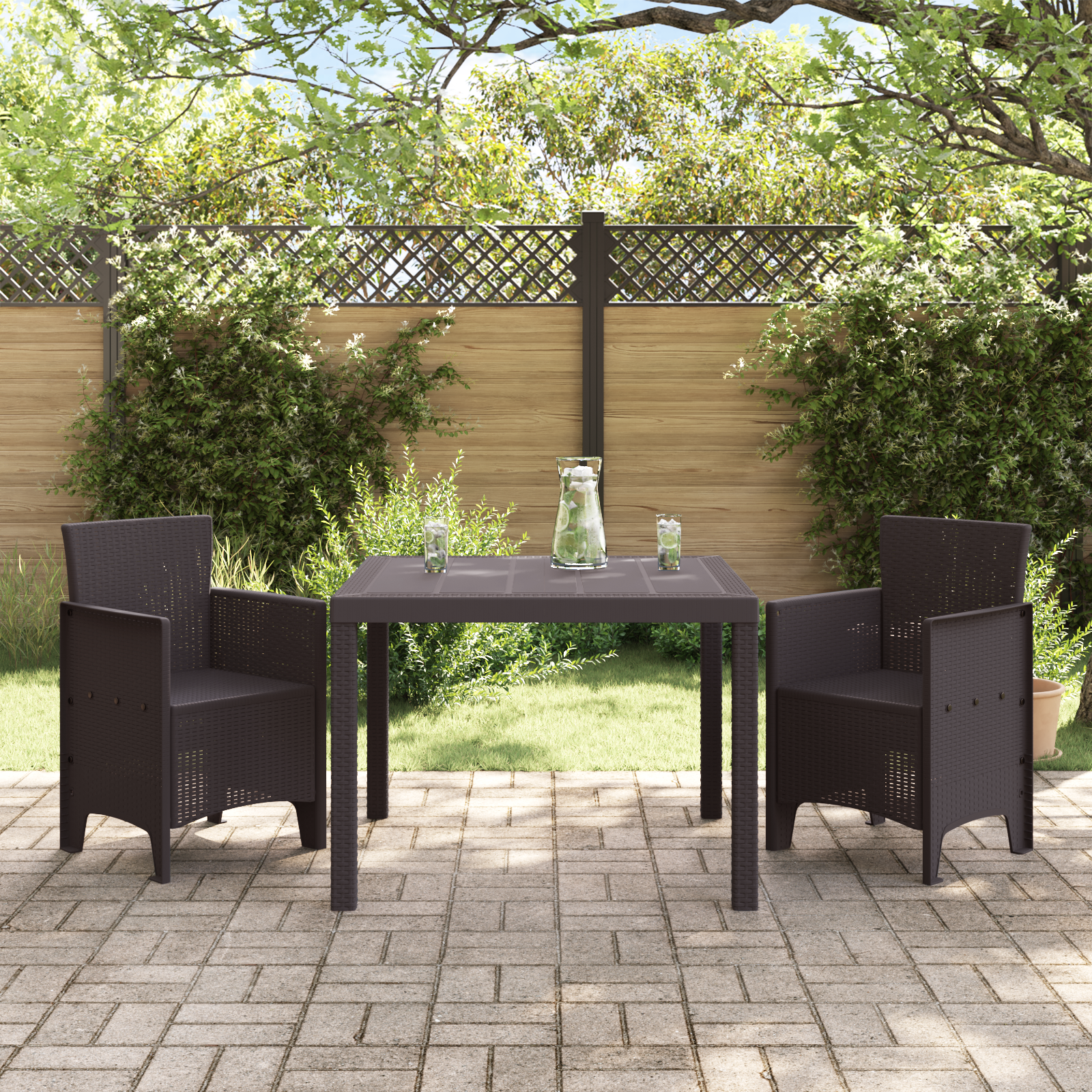 3-delt hage spisegruppe Brun Poly Rattan