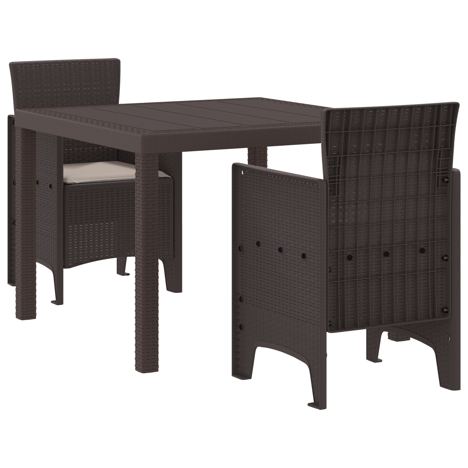 3 delers hage spisesett med puter Brun Poly Rattan