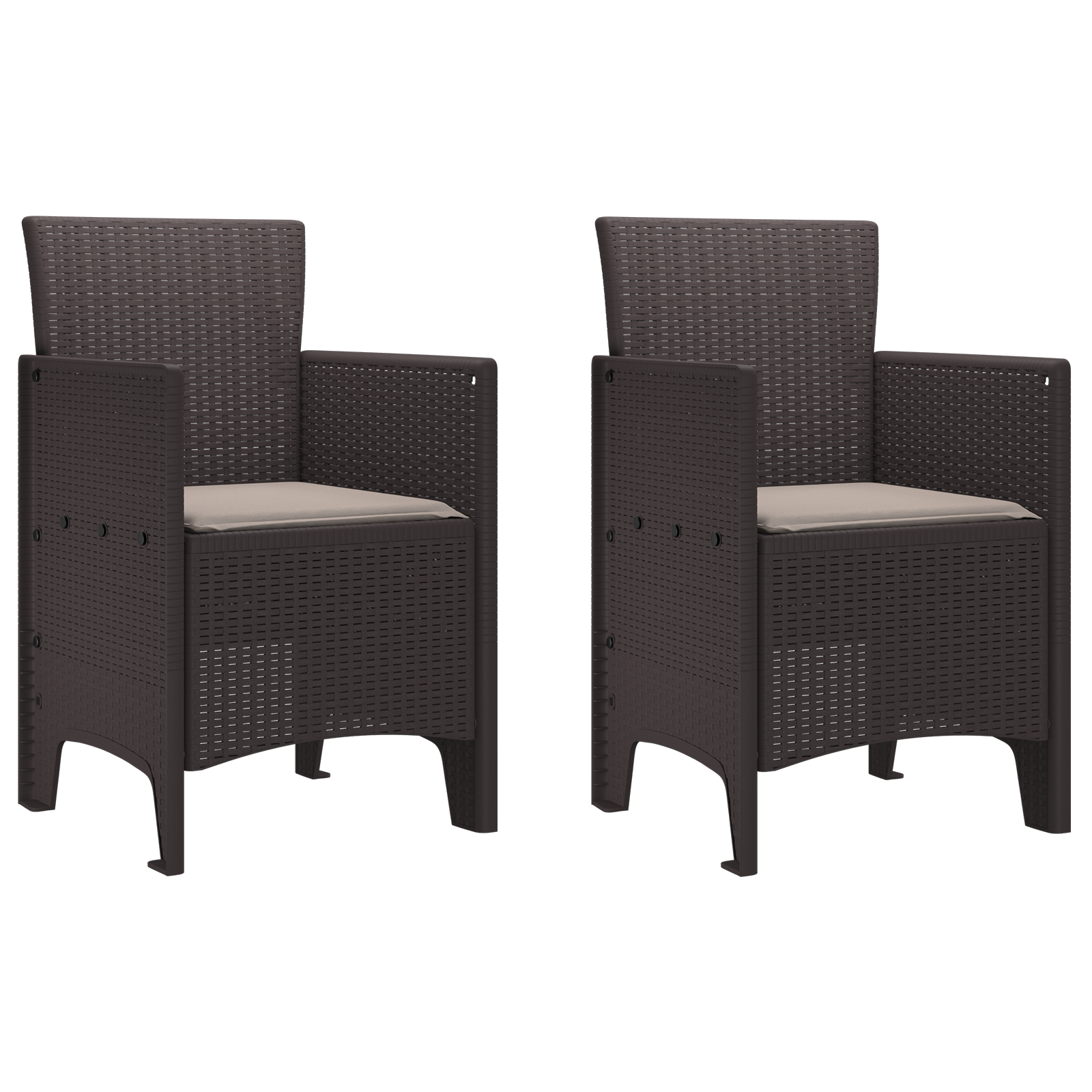 3 delers hage spisesett med puter Brun Poly Rattan