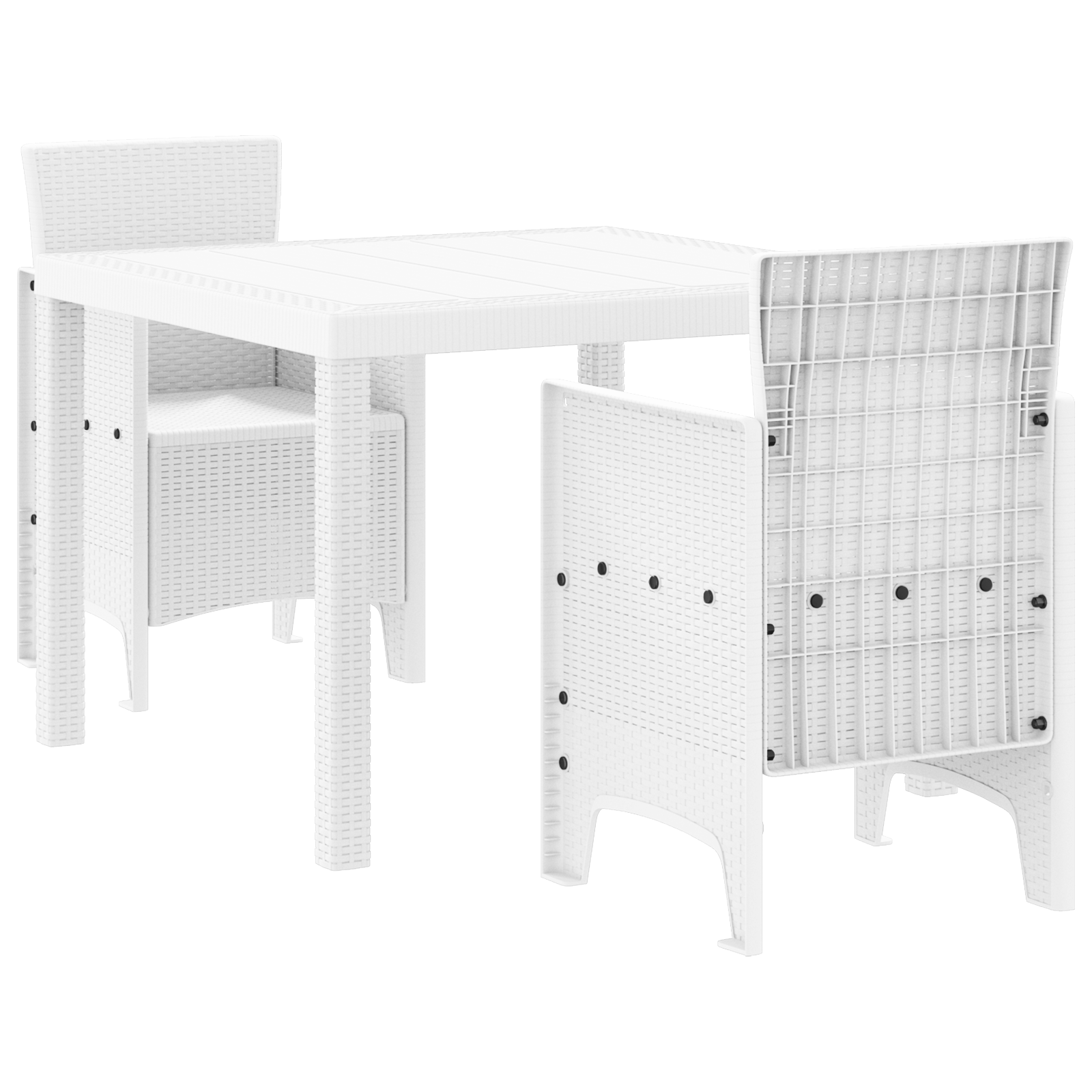 3-delt Hage Spisegruppe Hvit Poly Rattan