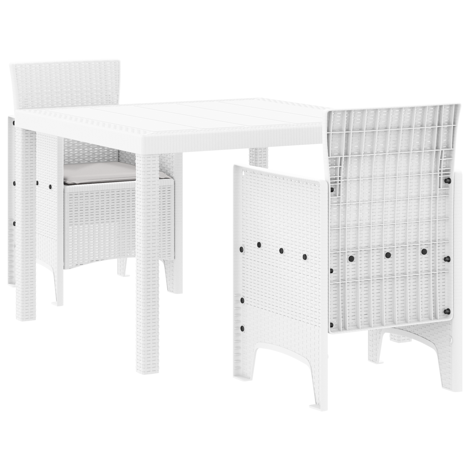 3-delt hage spisegruppe med puter Hvit Poly Rattan