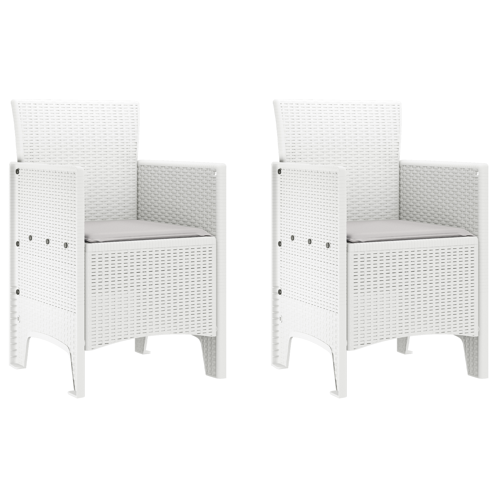 3-delt hage spisegruppe med puter Hvit Poly Rattan