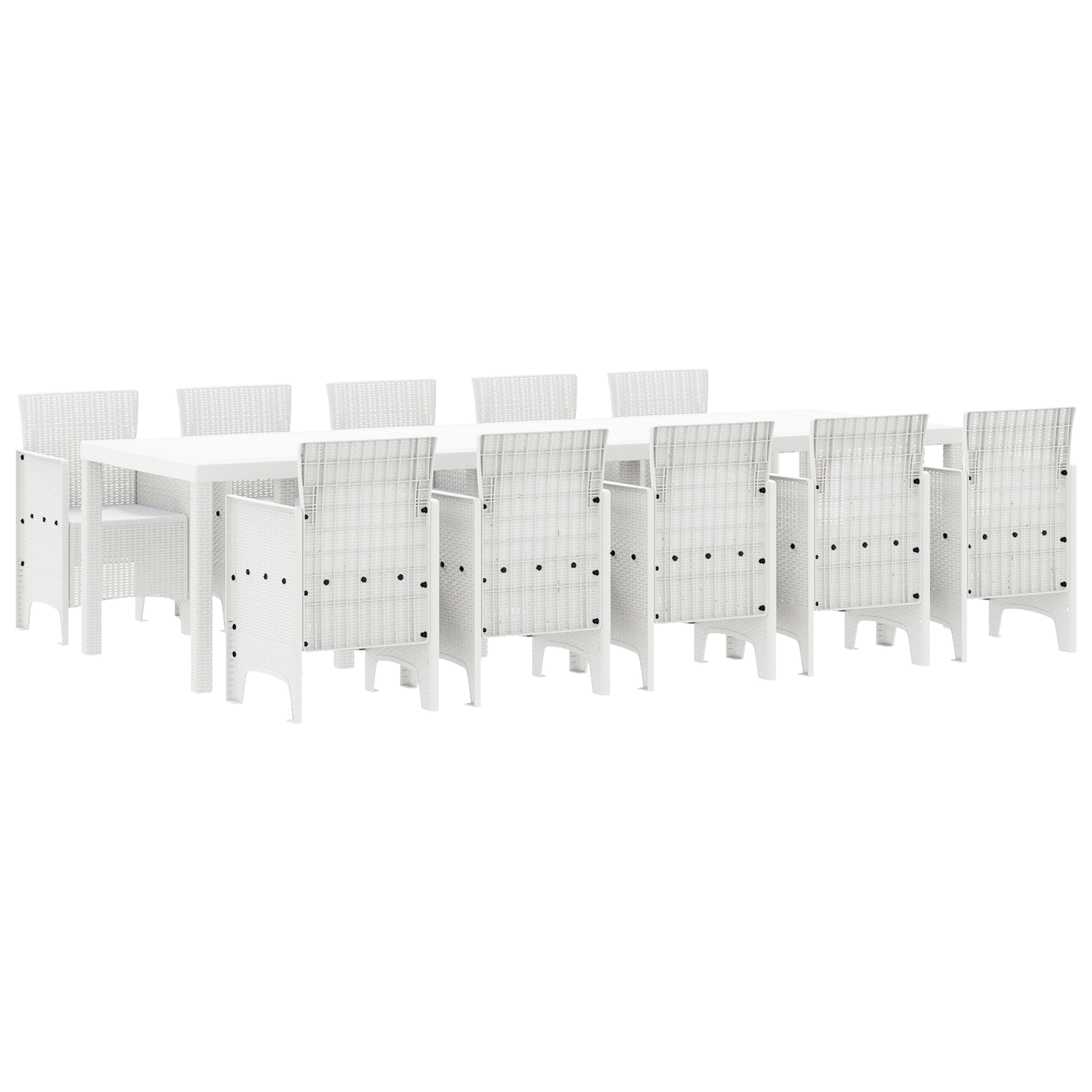 11 Deler Hage Spisegruppe Hvit Poly Rattan