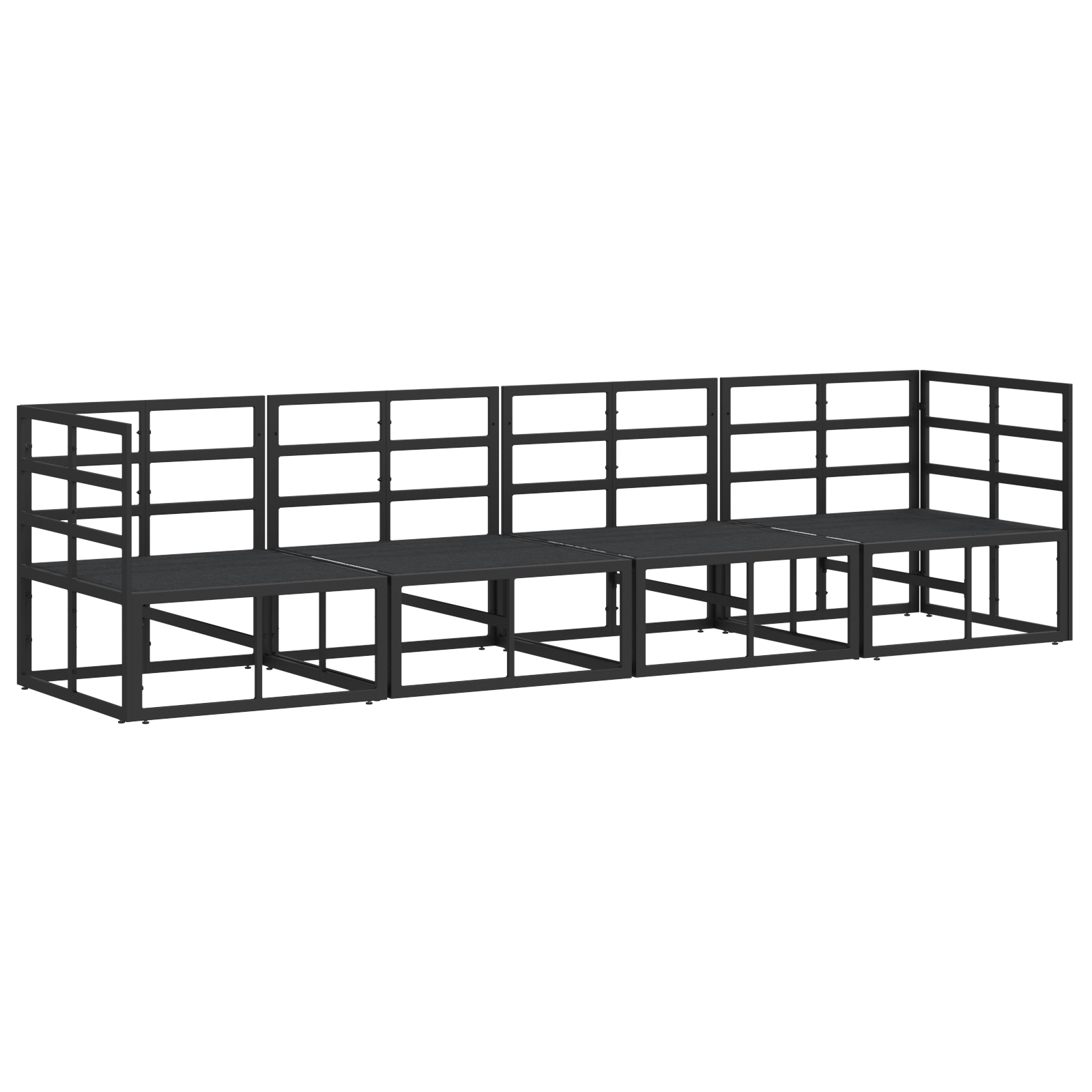Hagesofa Set med pute med pute 4 pcs Svart 283 x 71.5 x 71 cm Aluminium