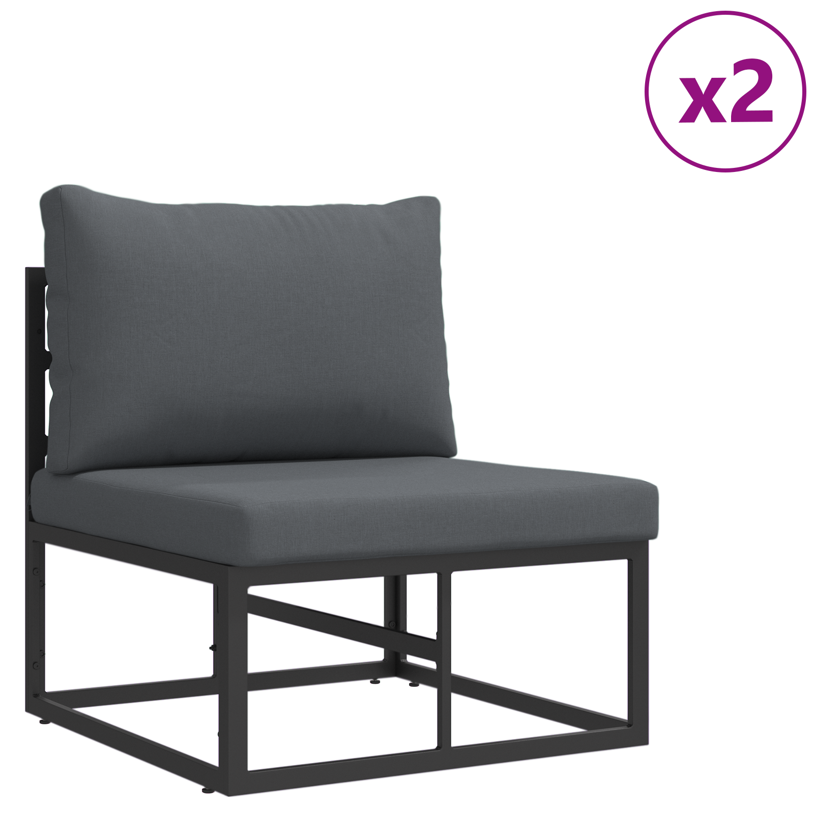 Hagesofa Set med pute med pute 5 pcs Svart 70 x 70 x 32 cm Aluminium