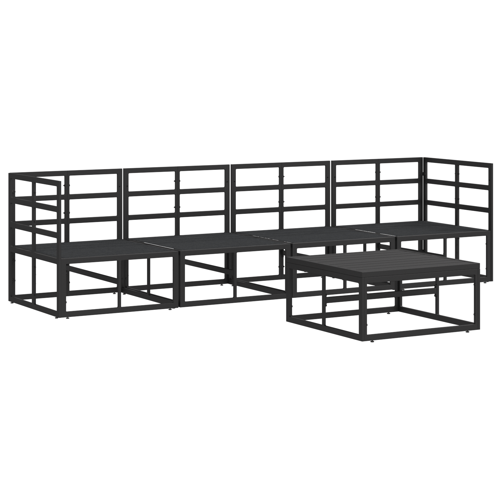 Hagesofa Set med pute med pute 5 pcs Svart 70 x 70 x 32 cm Aluminium