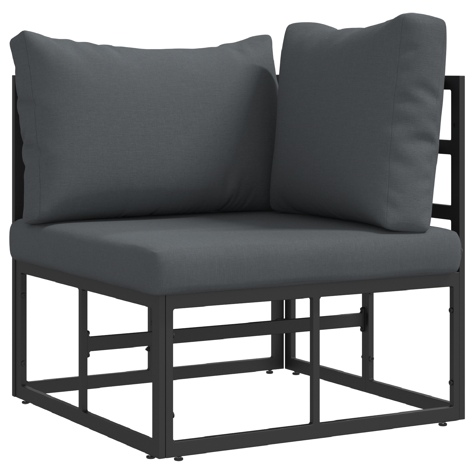 Hagesofa Set 4 pcs Svart 211,5 x 141,5 x 71 cm Aluminium