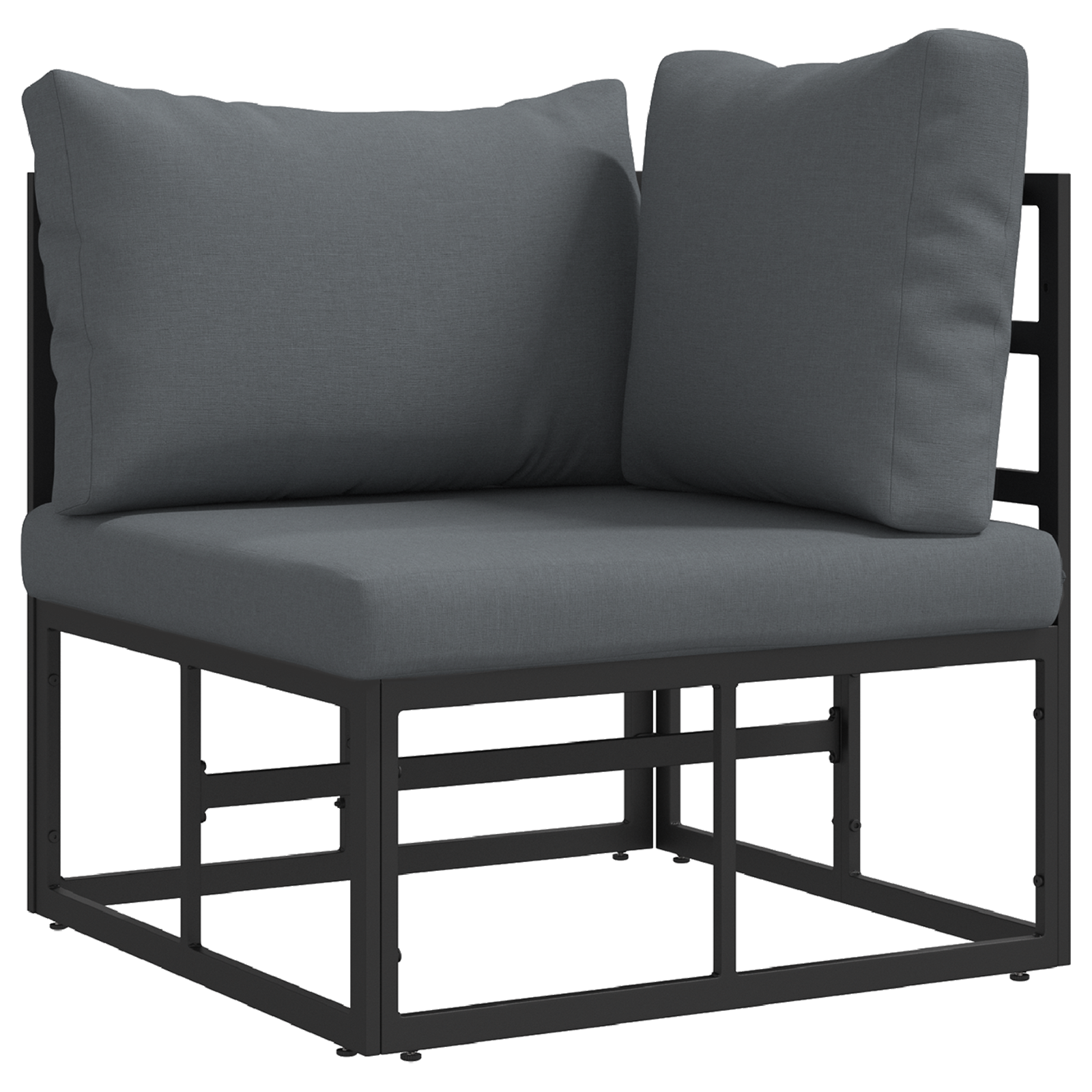 Hagesofa Set med pute med pute 5 pcs Svart 70 x 70 x 32 cm Aluminium
