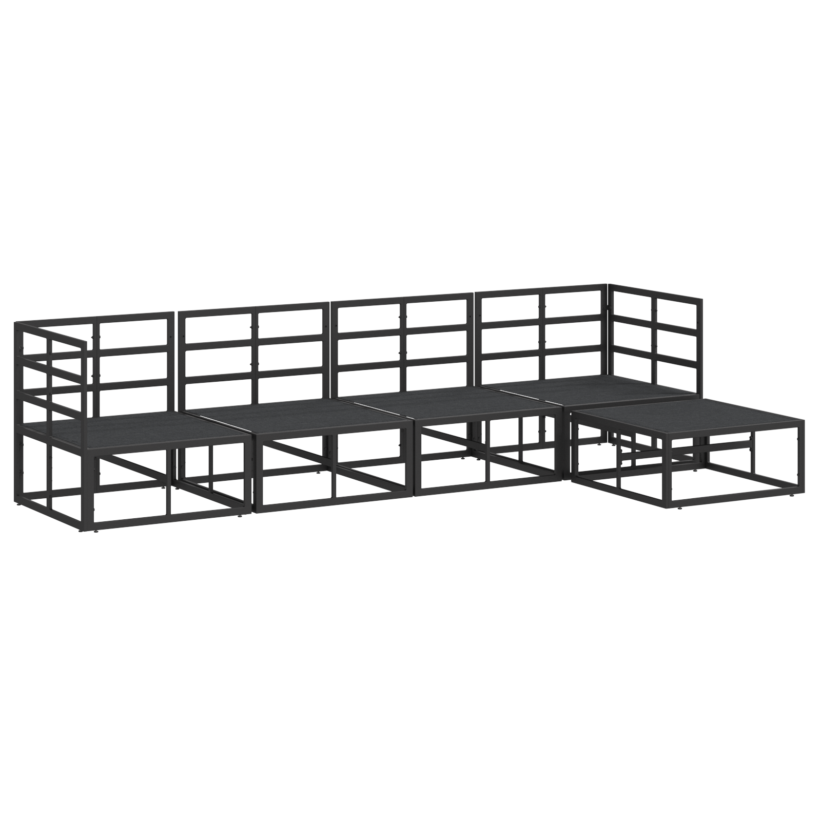 Hagesofa Set med pute med pute 5 pcs Svart 283 x 141.5 x 71 cm Aluminium