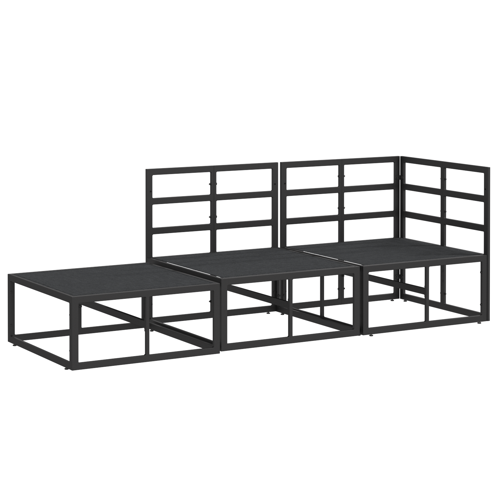 Hagesofa Set 3 pcs Svart 211.5 x 71.5 x 71 cm Aluminium