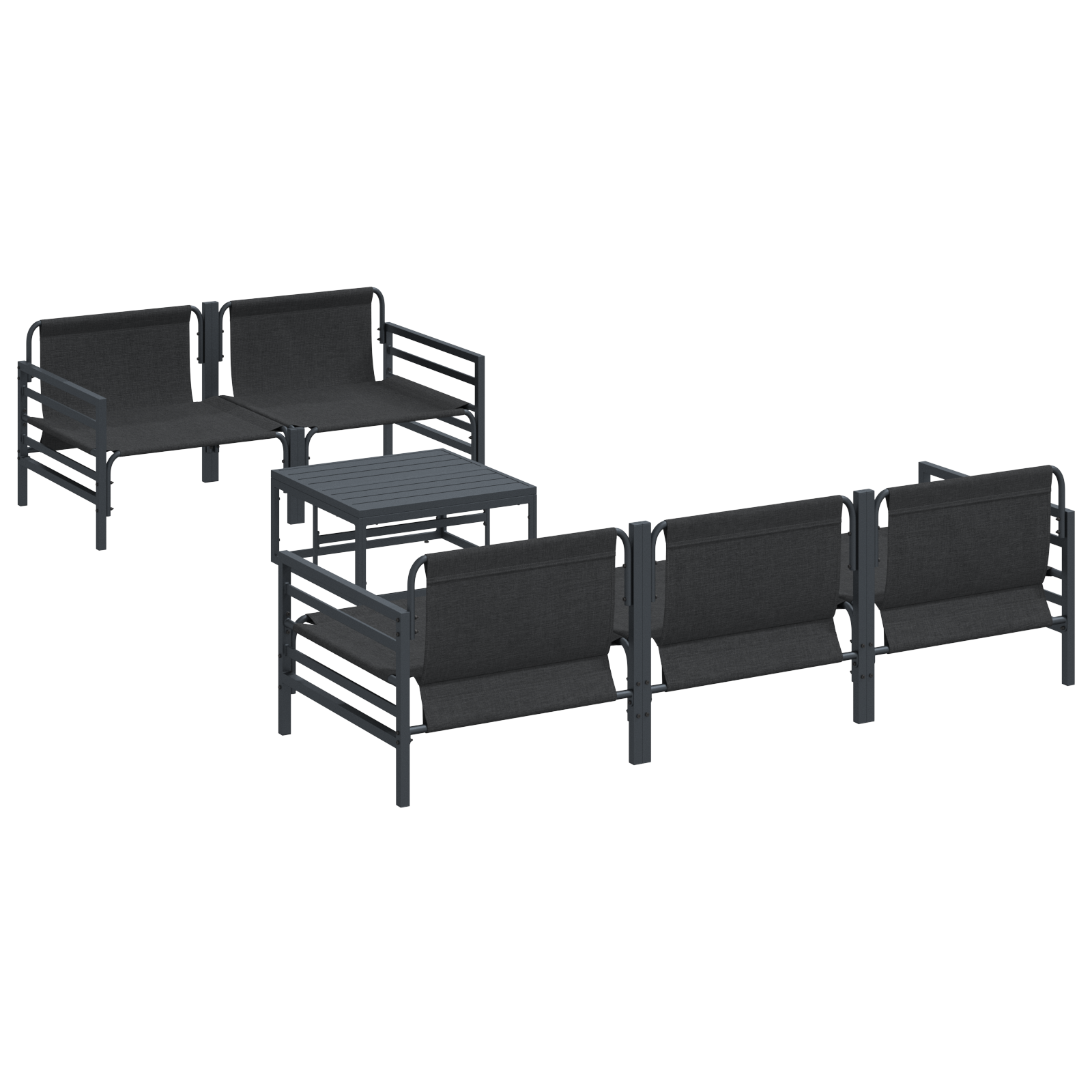 Hagesofa Set 6 pcs Antrasitt 70 x 70.5 x 31.5 cm Stål & stoff