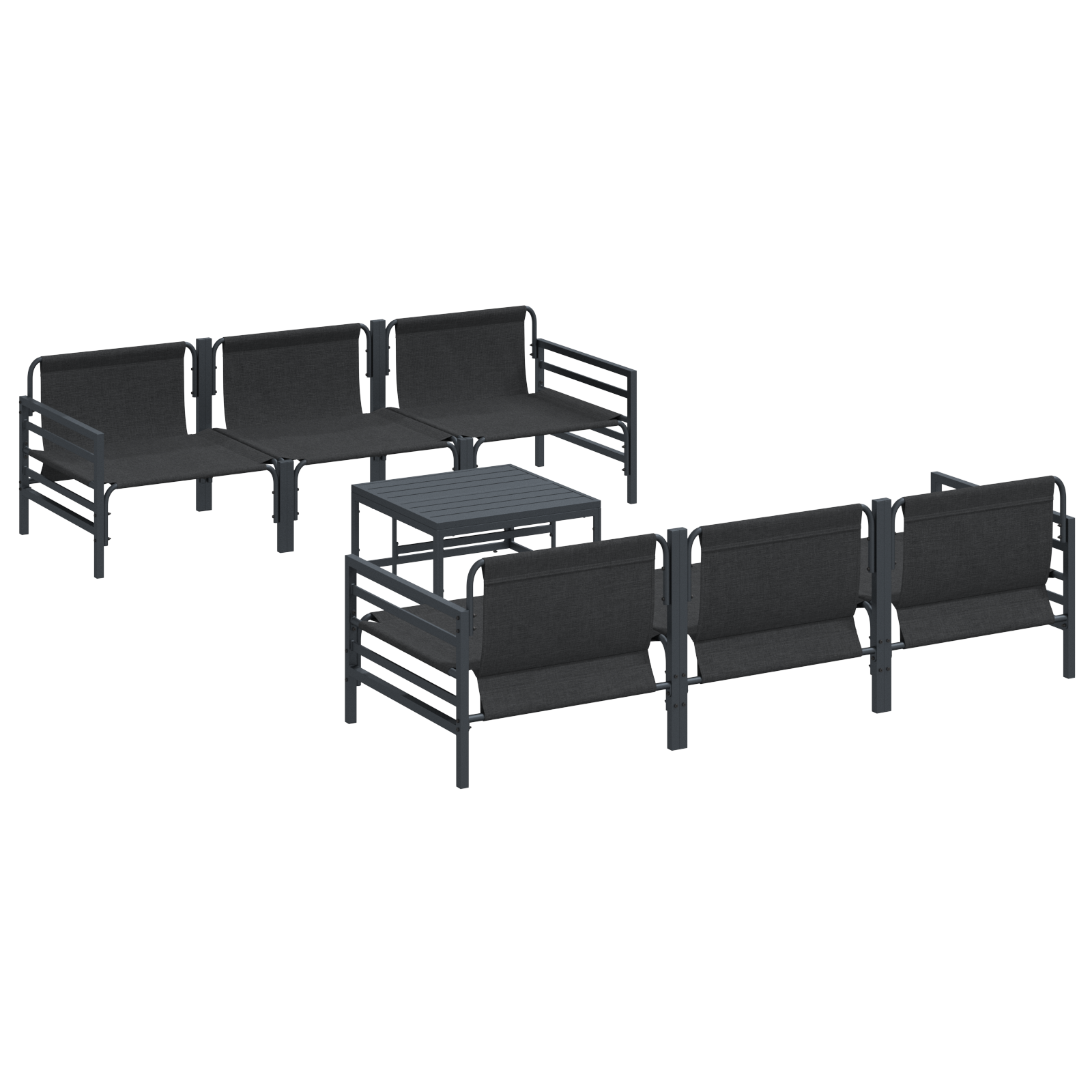 Hagesofa Set med pute med pute 7 pcs Antrasittgrå 70 x 70,5 x 31,5 cm