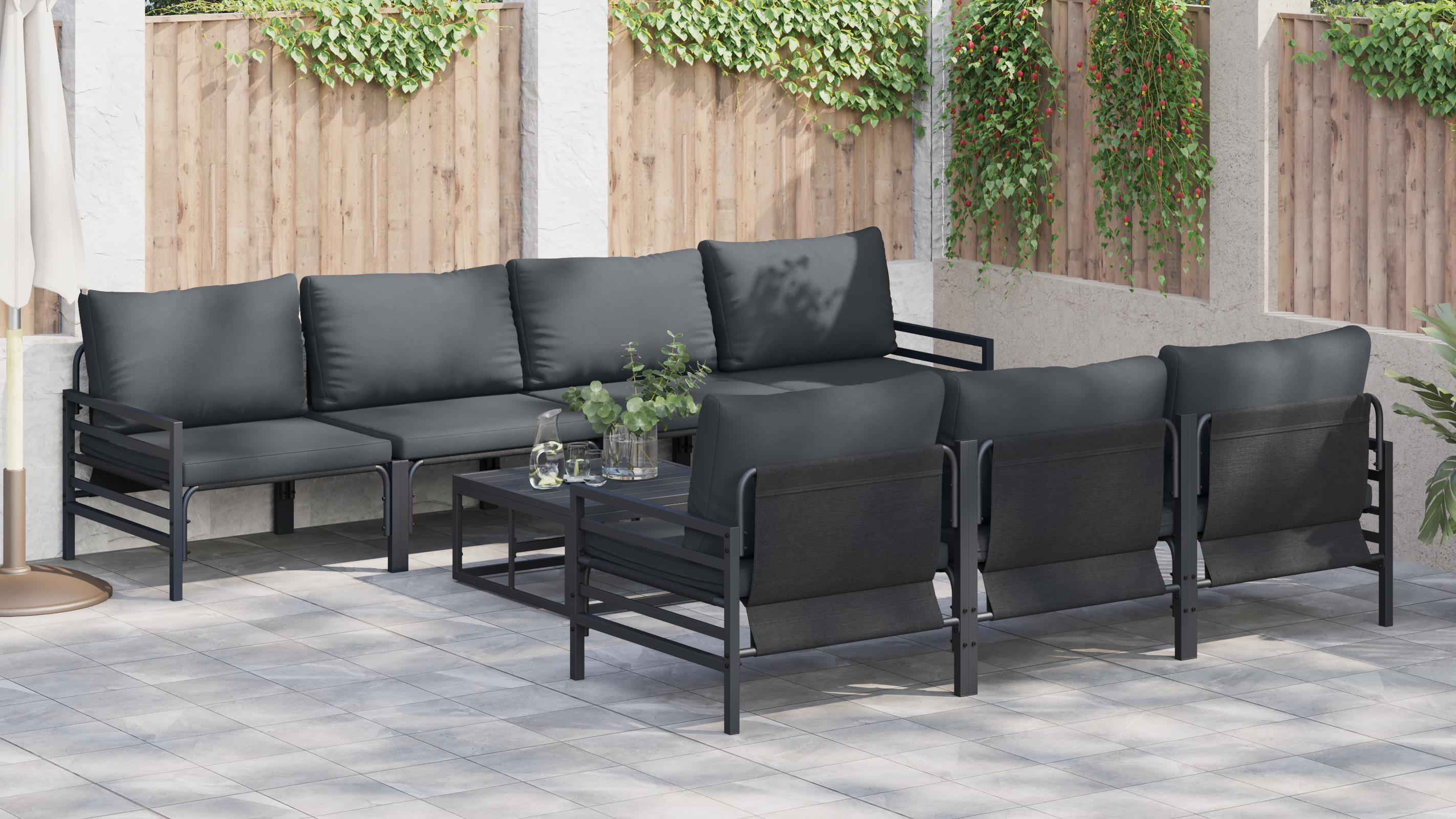 Hagesofa Set med pute med pute 8 pcs Antrasittgrå 70 x 70.5 x 31.5 cm