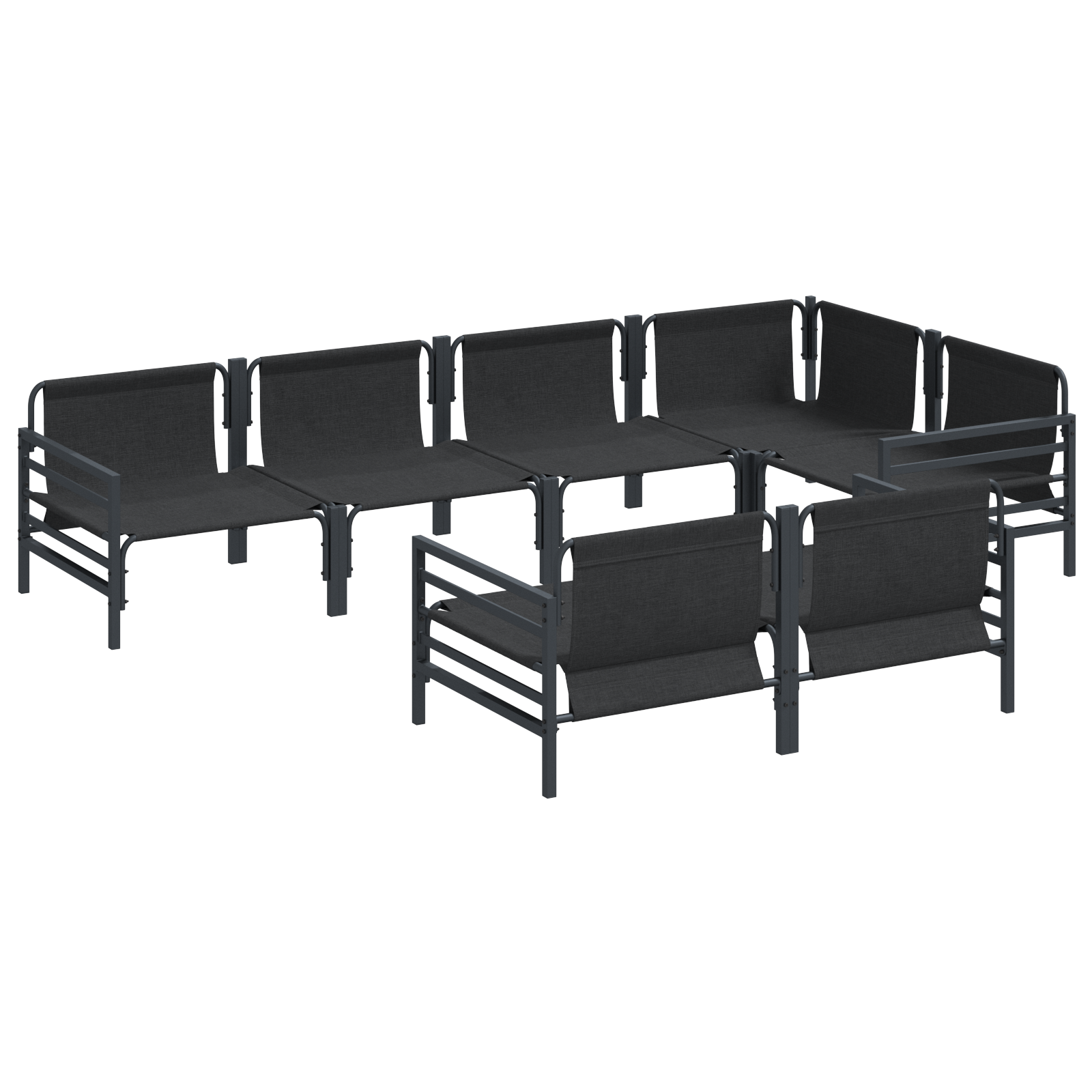 Hagesofa Set 7 pcs Antrasitt 320 x 160 x 71 cm Stål & stoff