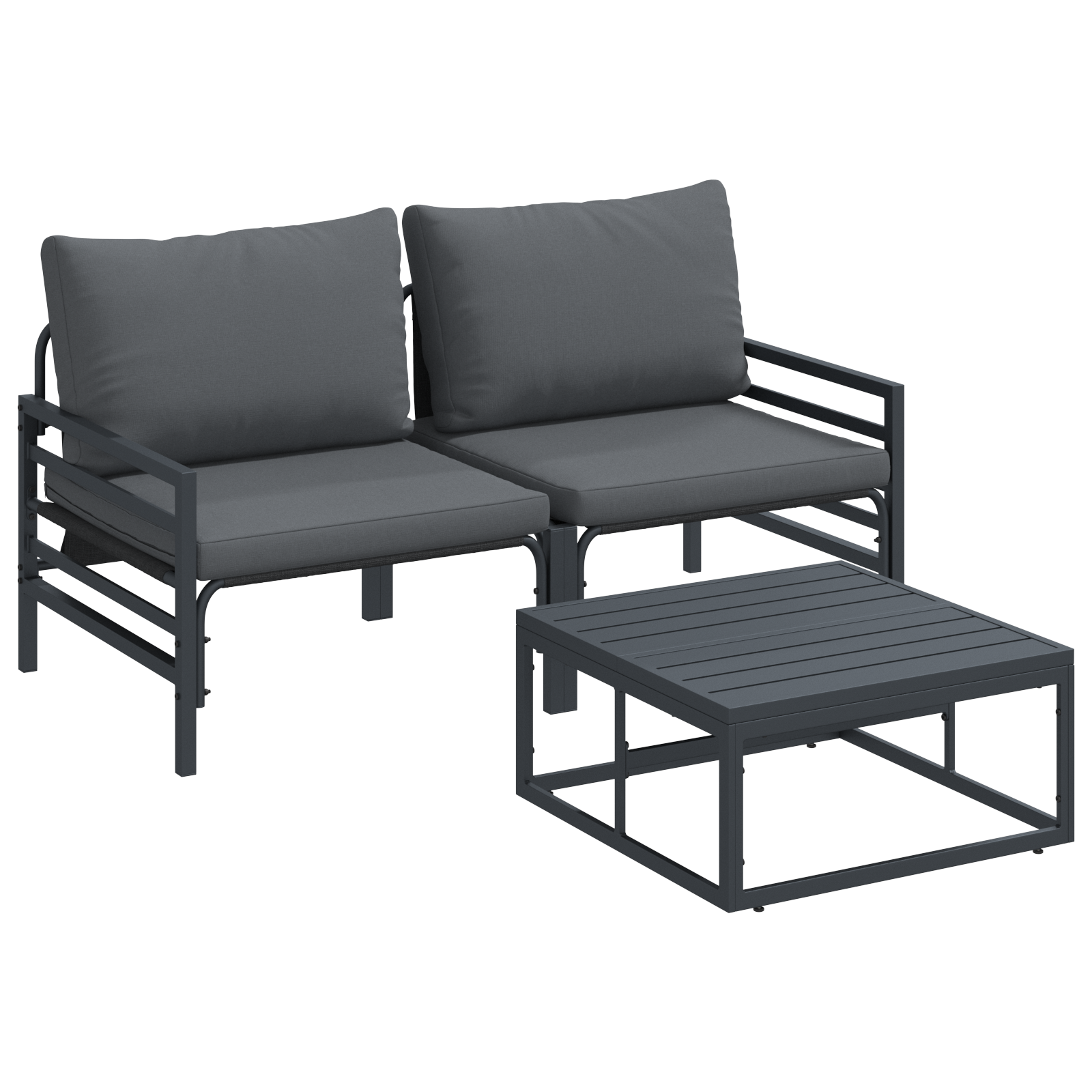 Hagesofa Set 3 pcs Antrasitt Stål