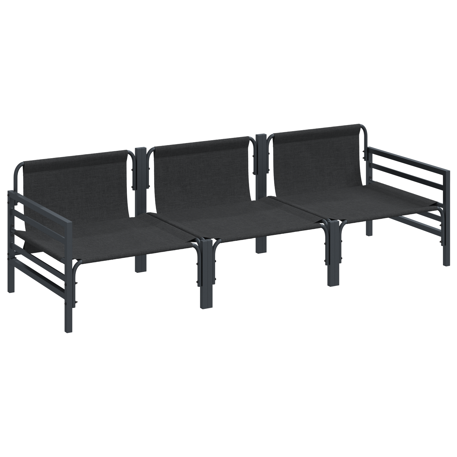 Hagesofa Set 3 pcs Antrasitt Stål