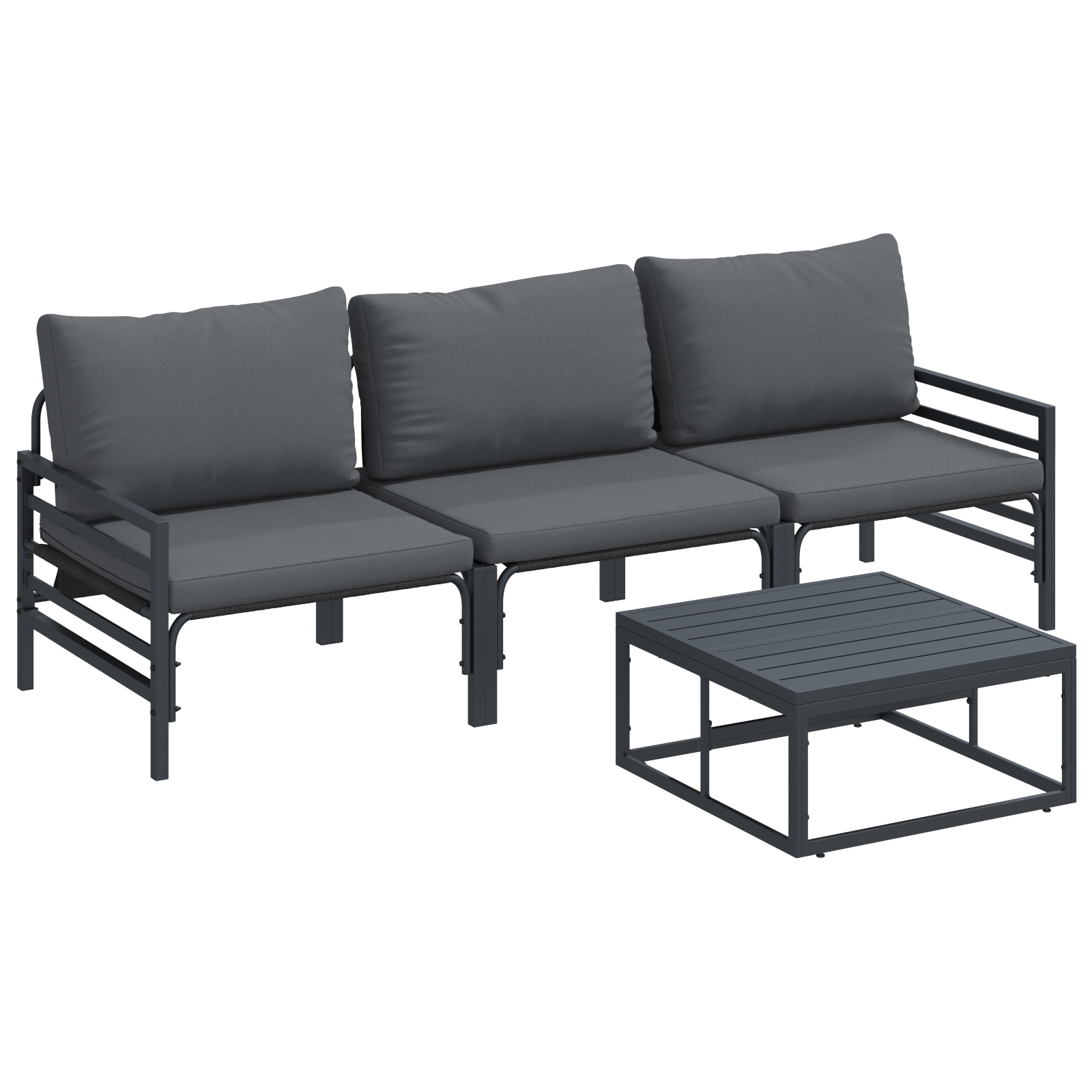 Hagesofa Set 4 pcs Antrasitt Stål