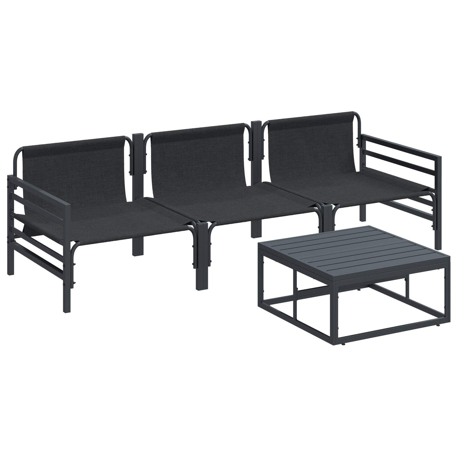 Hagesofa Set 4 pcs Antrasitt Stål