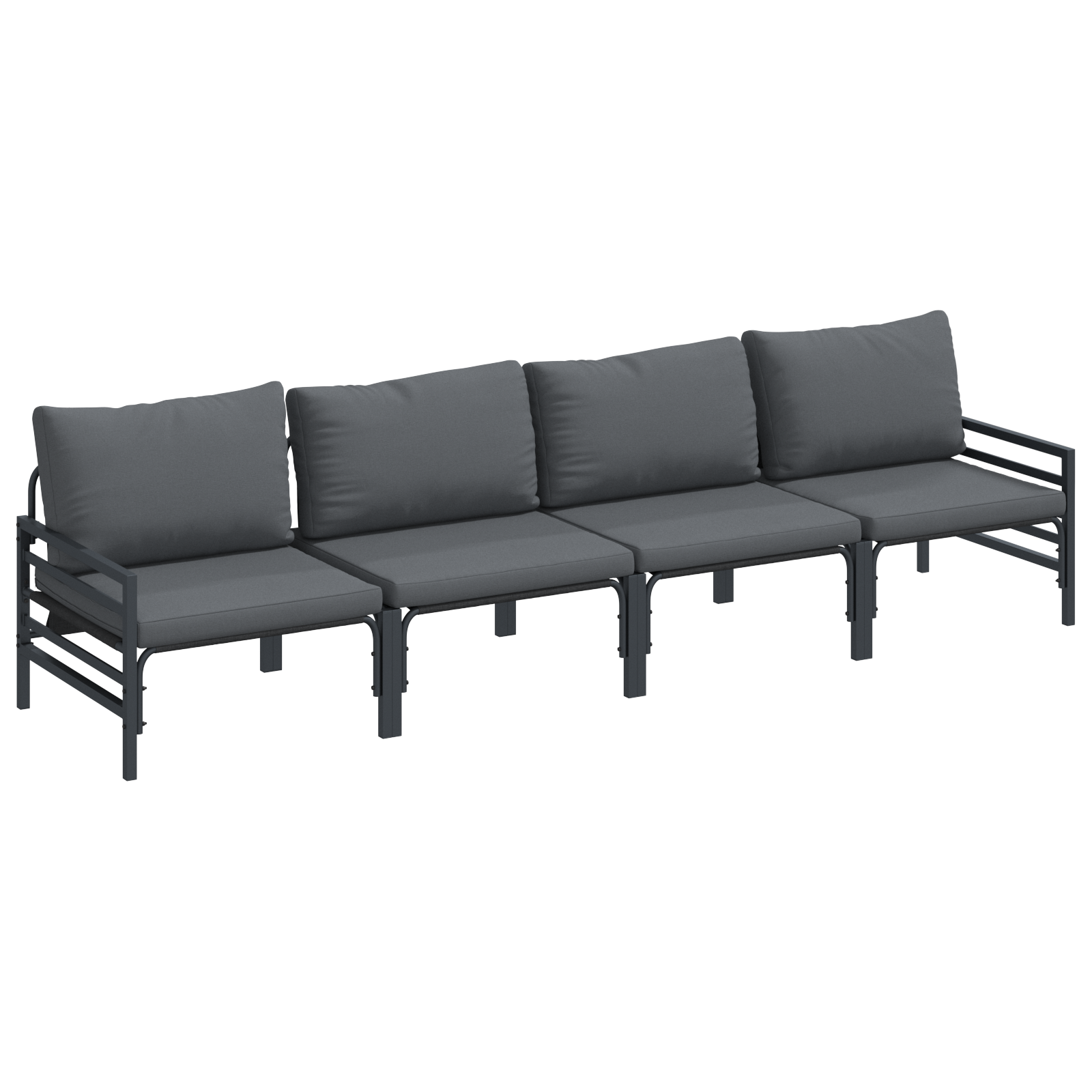 Hagesofa Set 4 pcs Antrasittgrå Stål