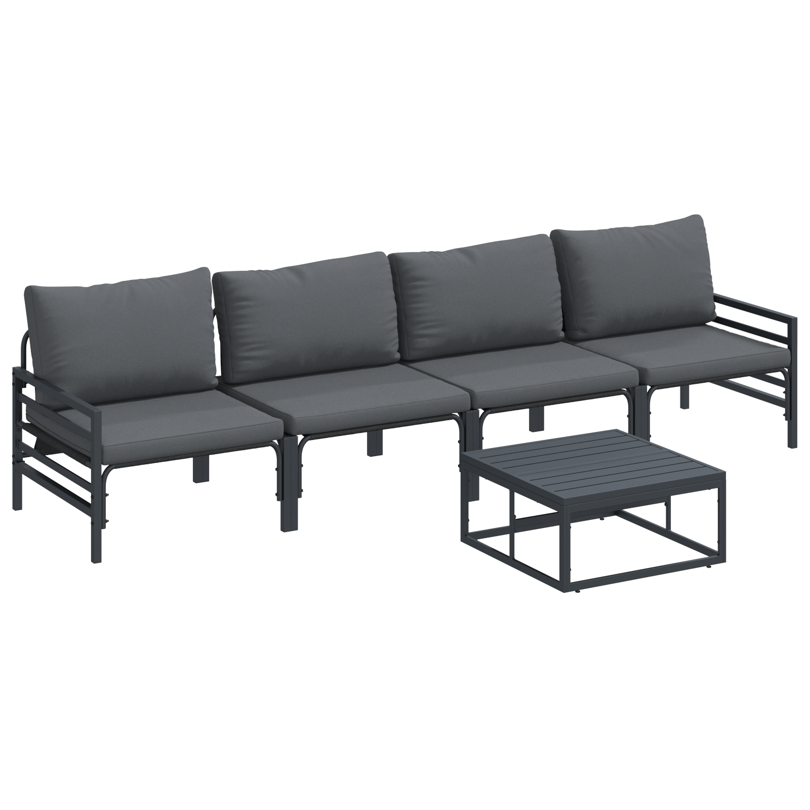 Hagesofa Set 5 pcs Antrasittgrå Stål