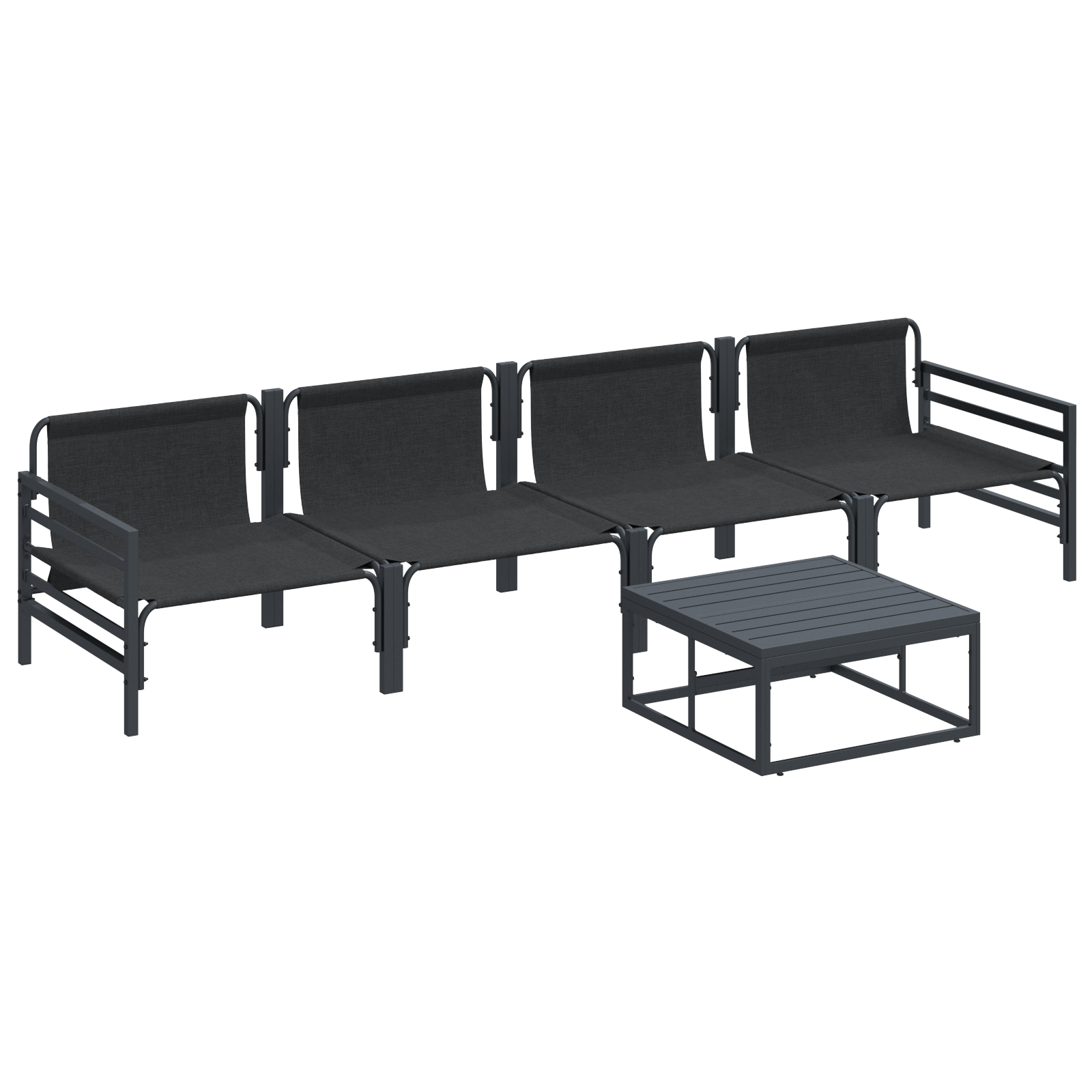 Hagesofa Set 5 pcs Antrasittgrå Stål
