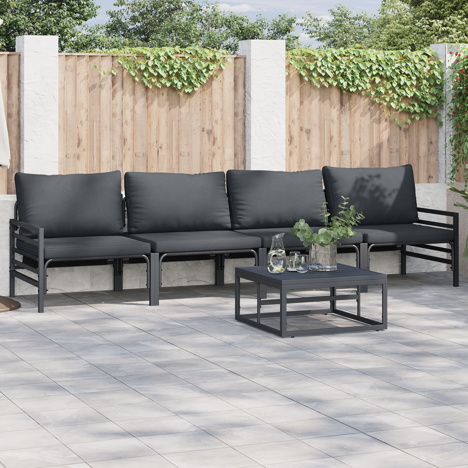 Hagesofa Set 5 pcs Antrasittgrå Stål