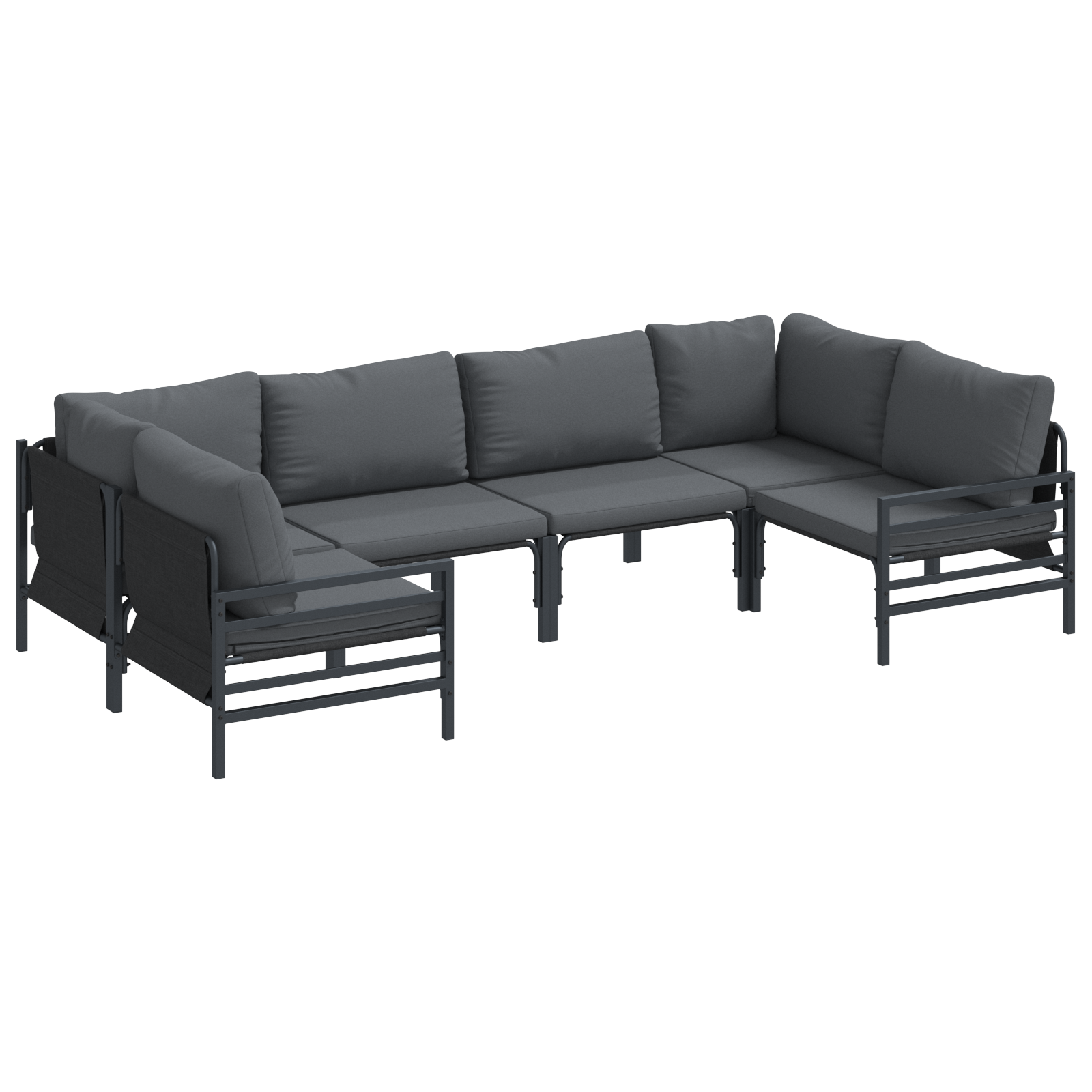 Hagesofa Set 6 pcs Antrasittgrå Stål