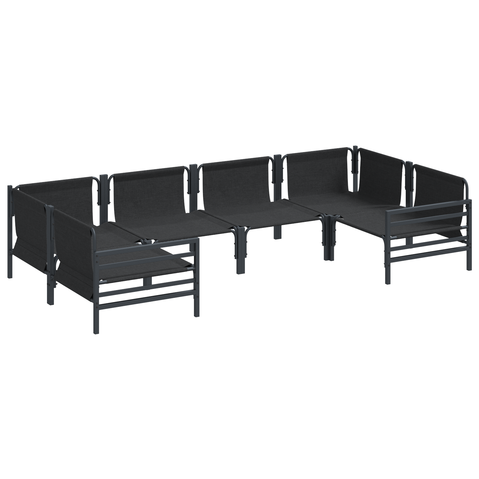 Hagesofa Set 6 pcs Antrasittgrå Stål