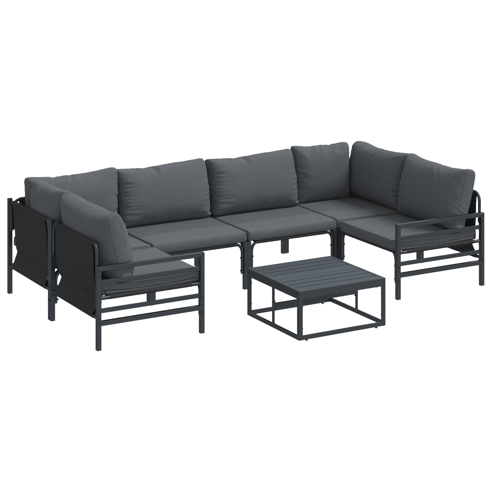 Hagesofa Set 7 pcs Antrasittgrå Stål
