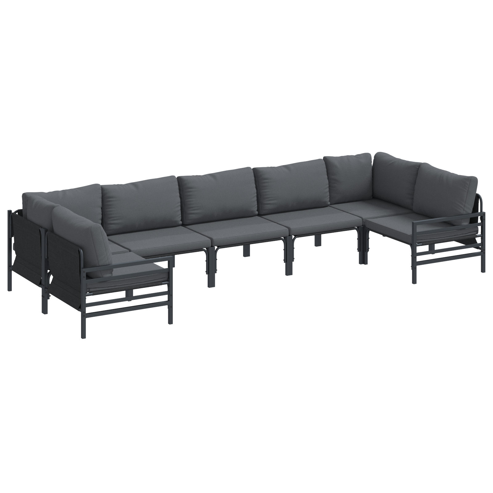 Hagesofa Set 7 pcs Antrasitt Stål