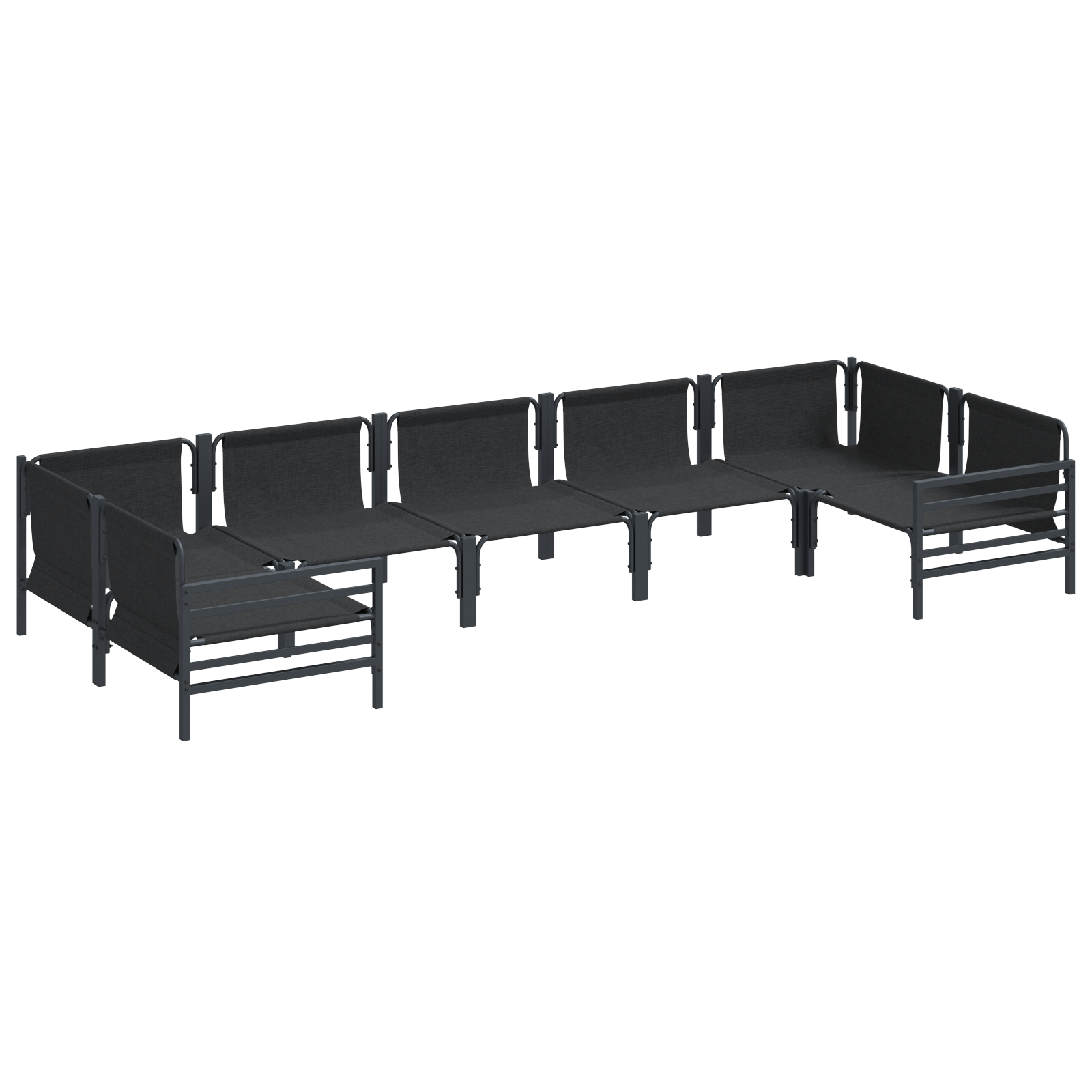 Hagesofa Set 7 pcs Antrasitt Stål