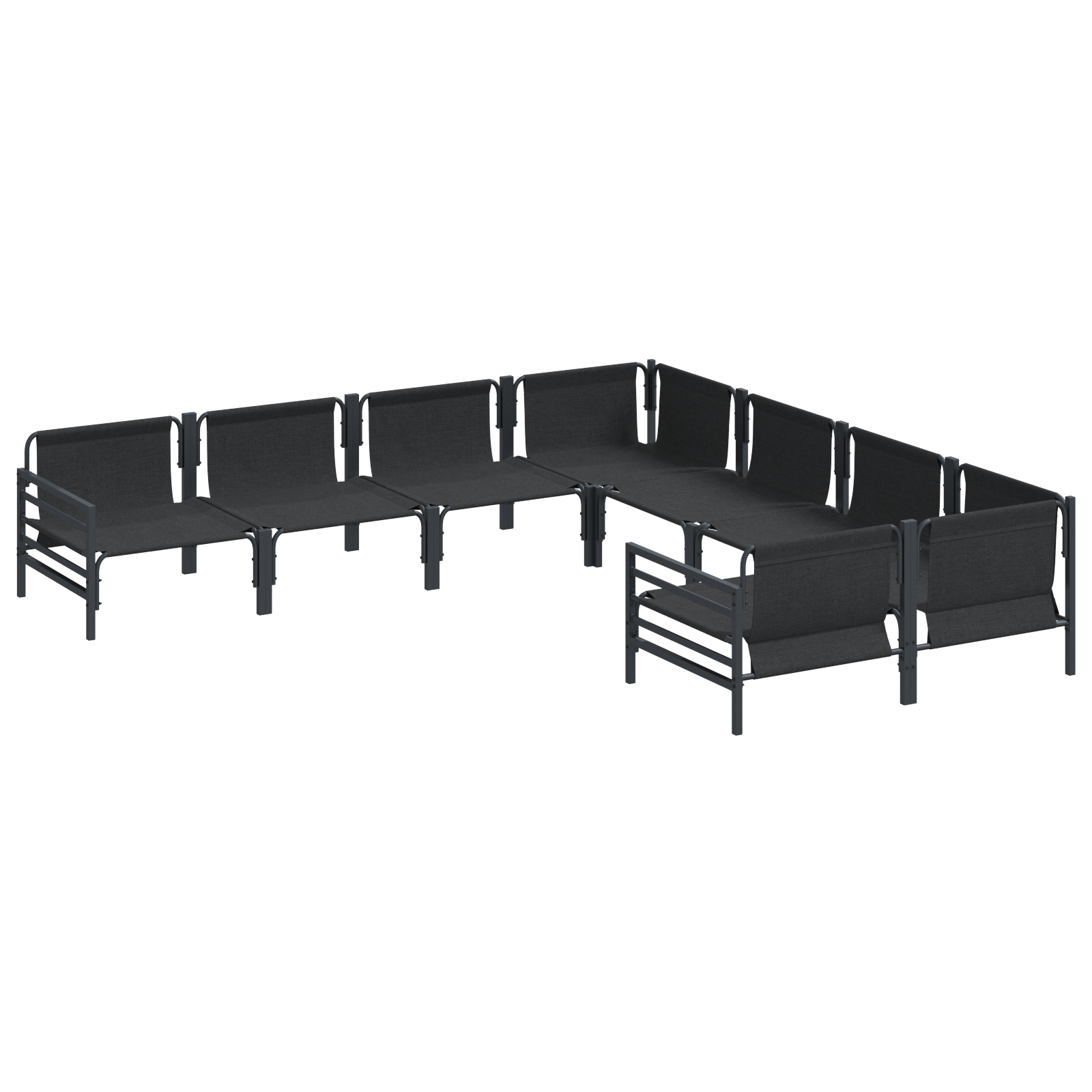 Hagesofa Set 8 pcs Antrasittgrå Stål
