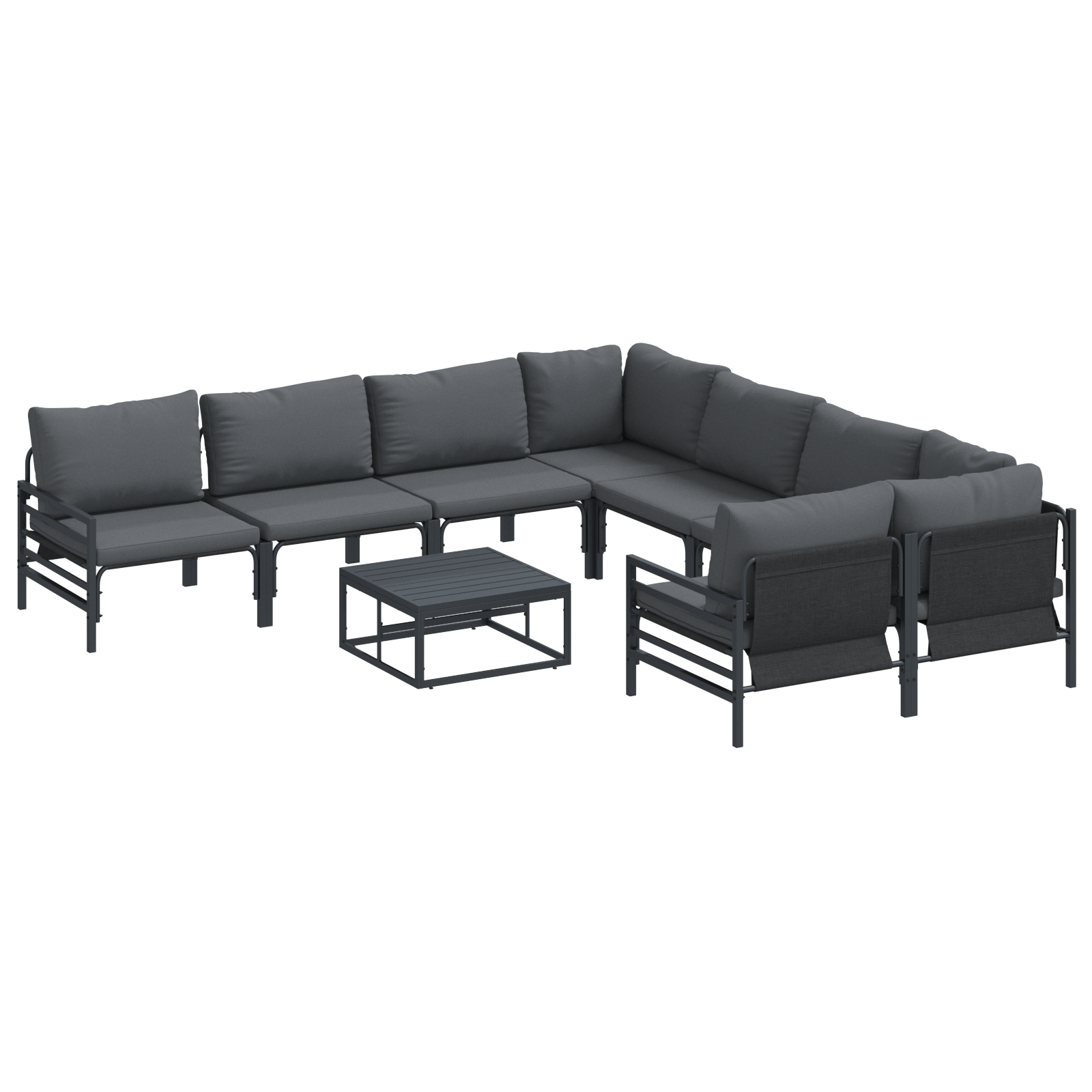 Hagesofa Set 9 pcs Antrasittgrå Stål