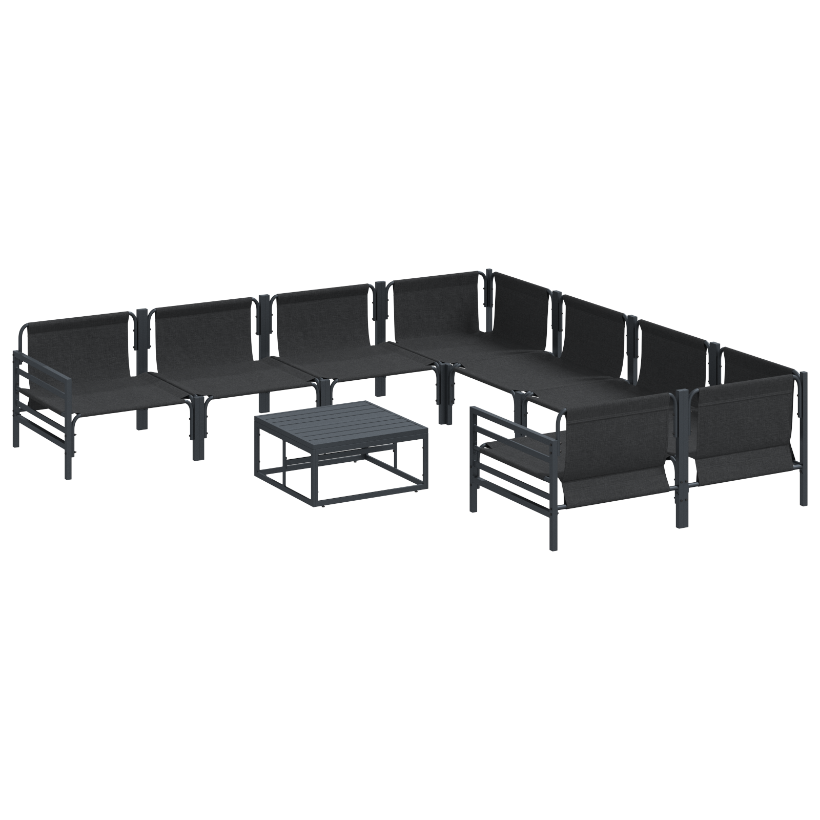 Hagesofa Set 9 pcs Antrasittgrå Stål