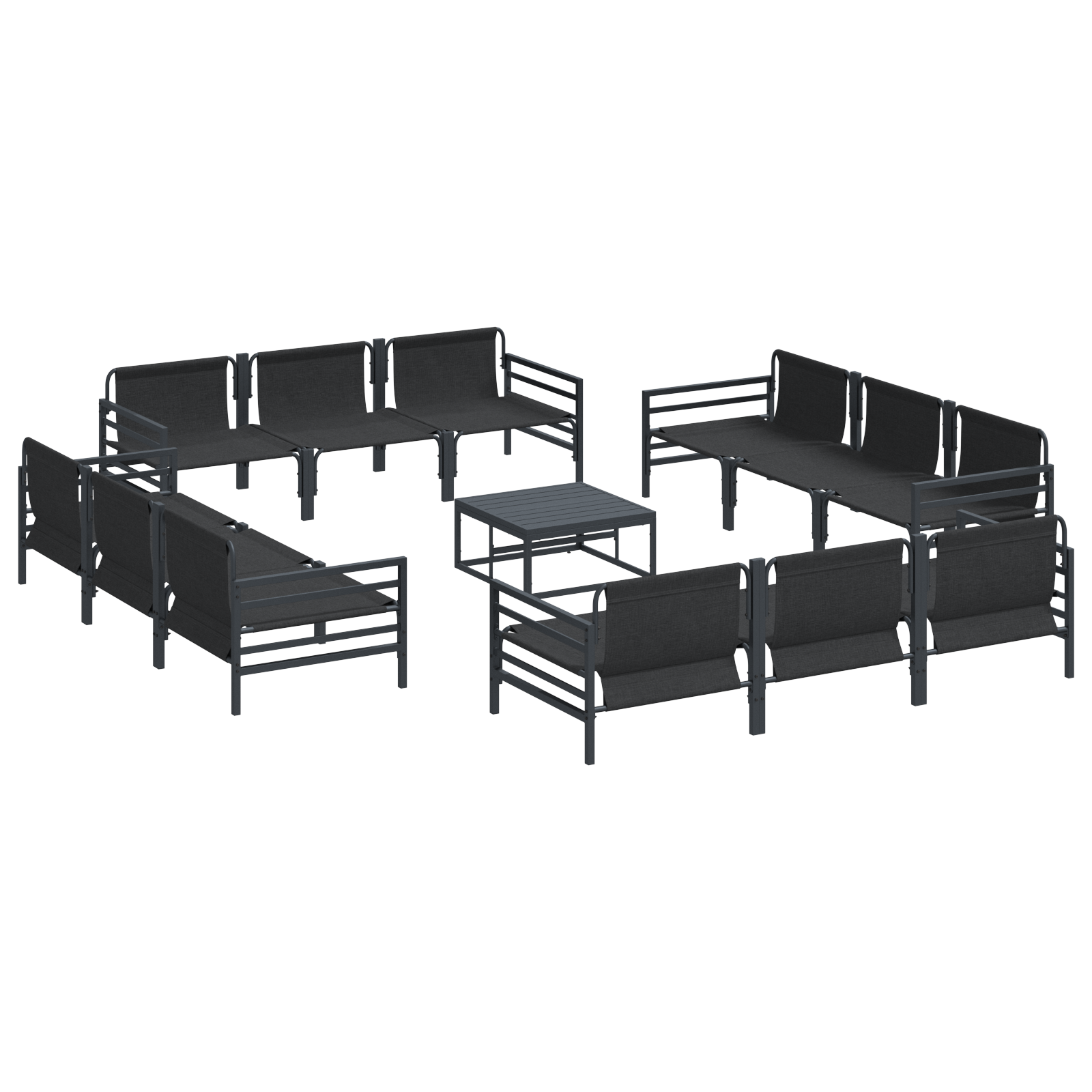 Hagesofa Set 13 pcs Antrasitt Stål