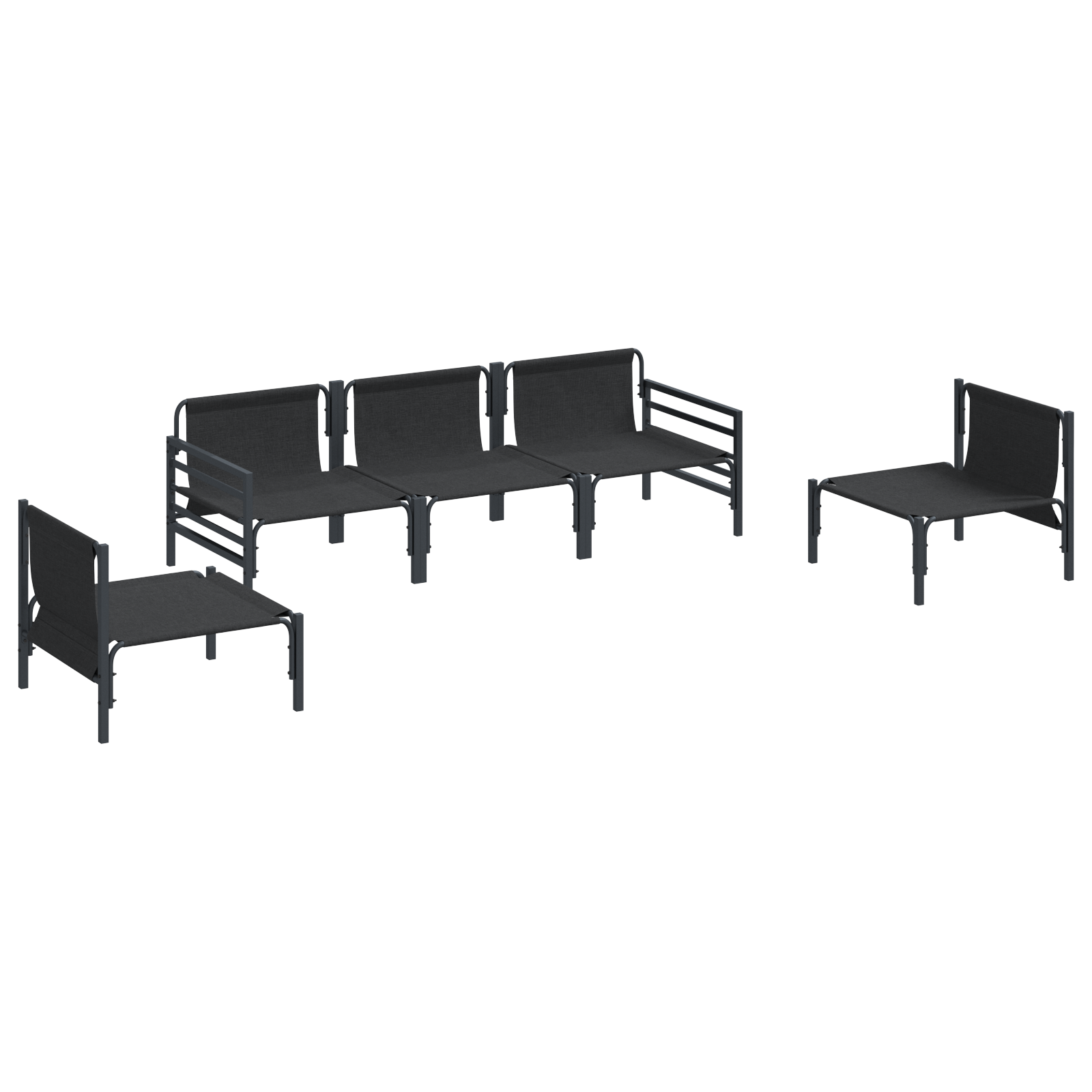 Hagesofa Set 5 pcs Antrasitt Stål
