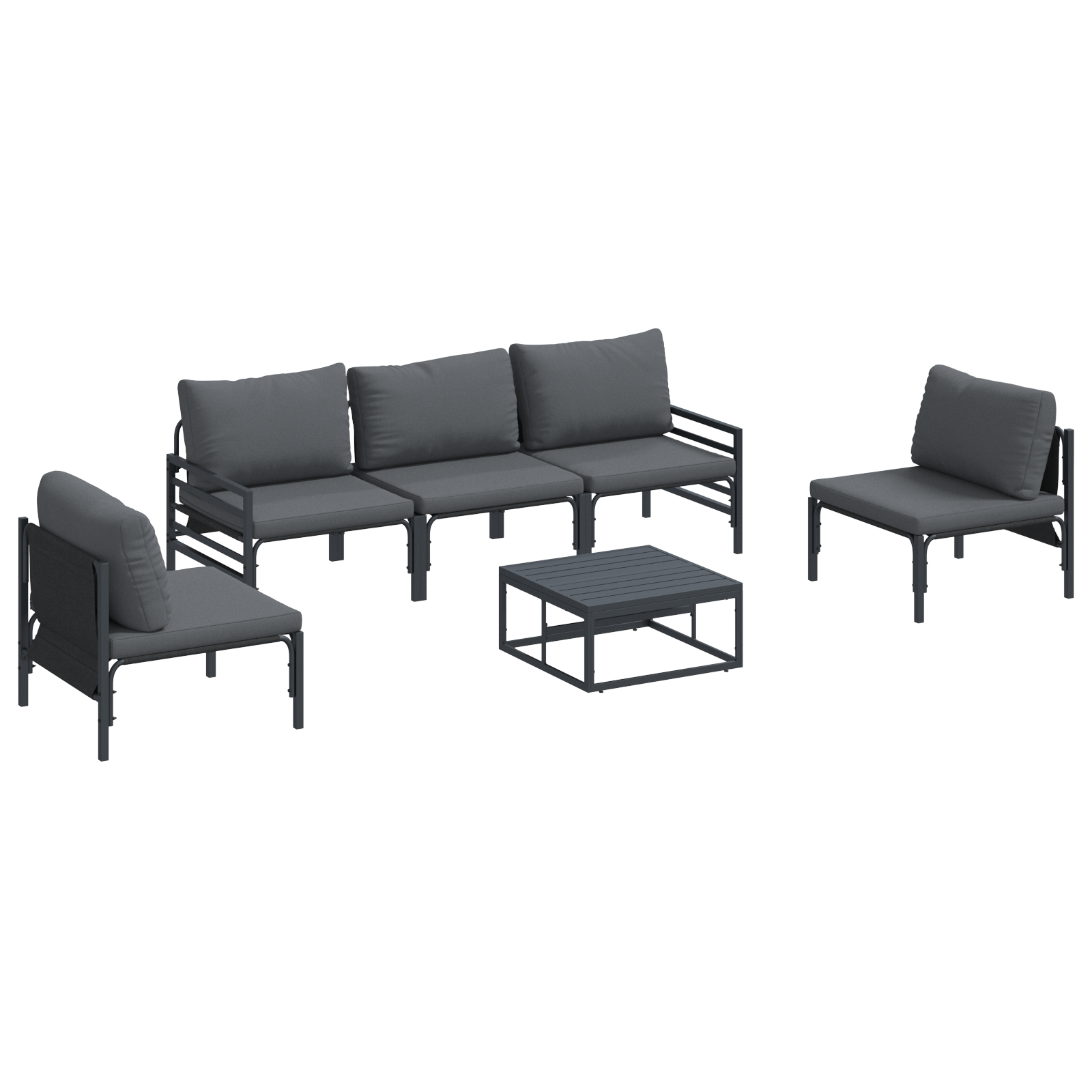 Hagesofa Set 6 pcs Antrasitt Stål