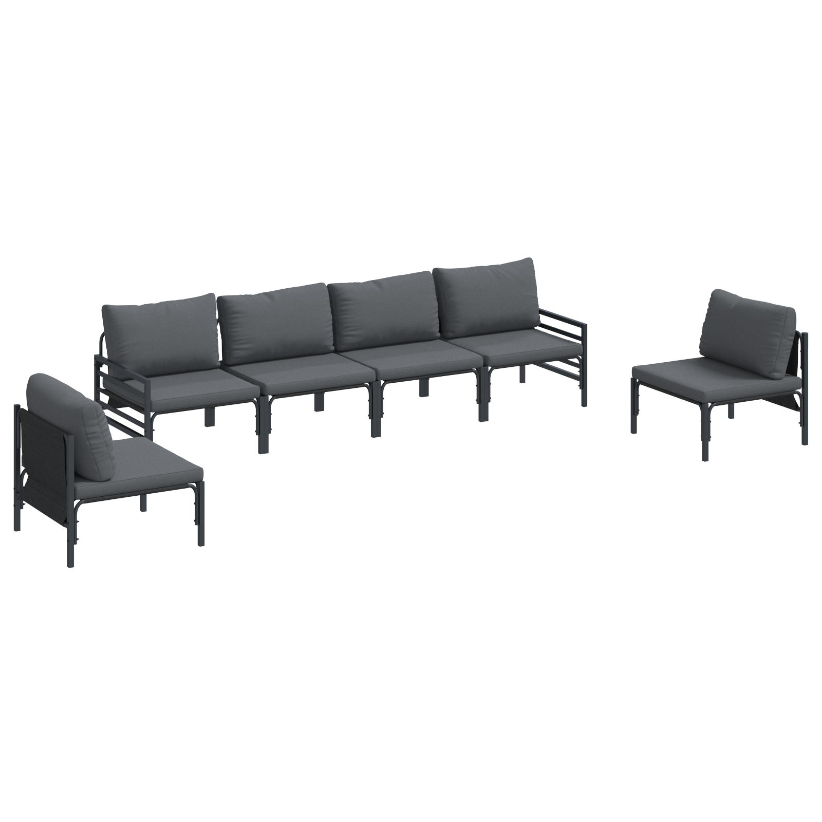 Hagesofa Set 6 pcs Antrasittgrå Stål