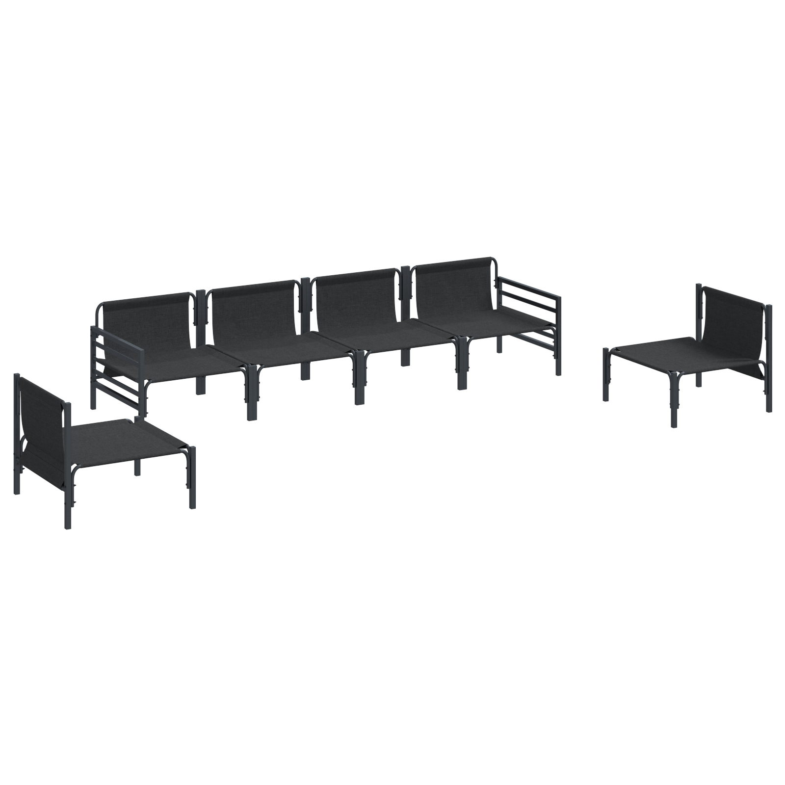 Hagesofa Set 6 pcs Antrasittgrå Stål