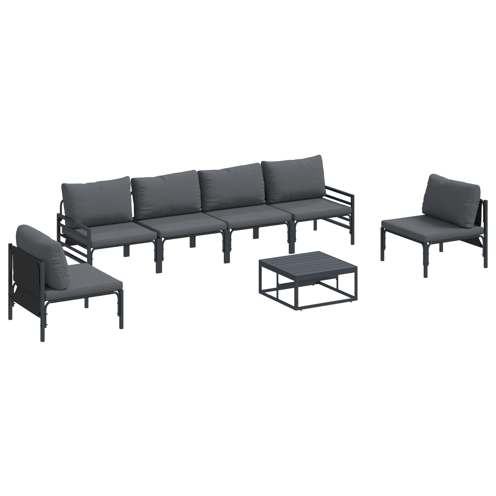 Hagesofa Set 7 pcs Antrasittgrå Stål