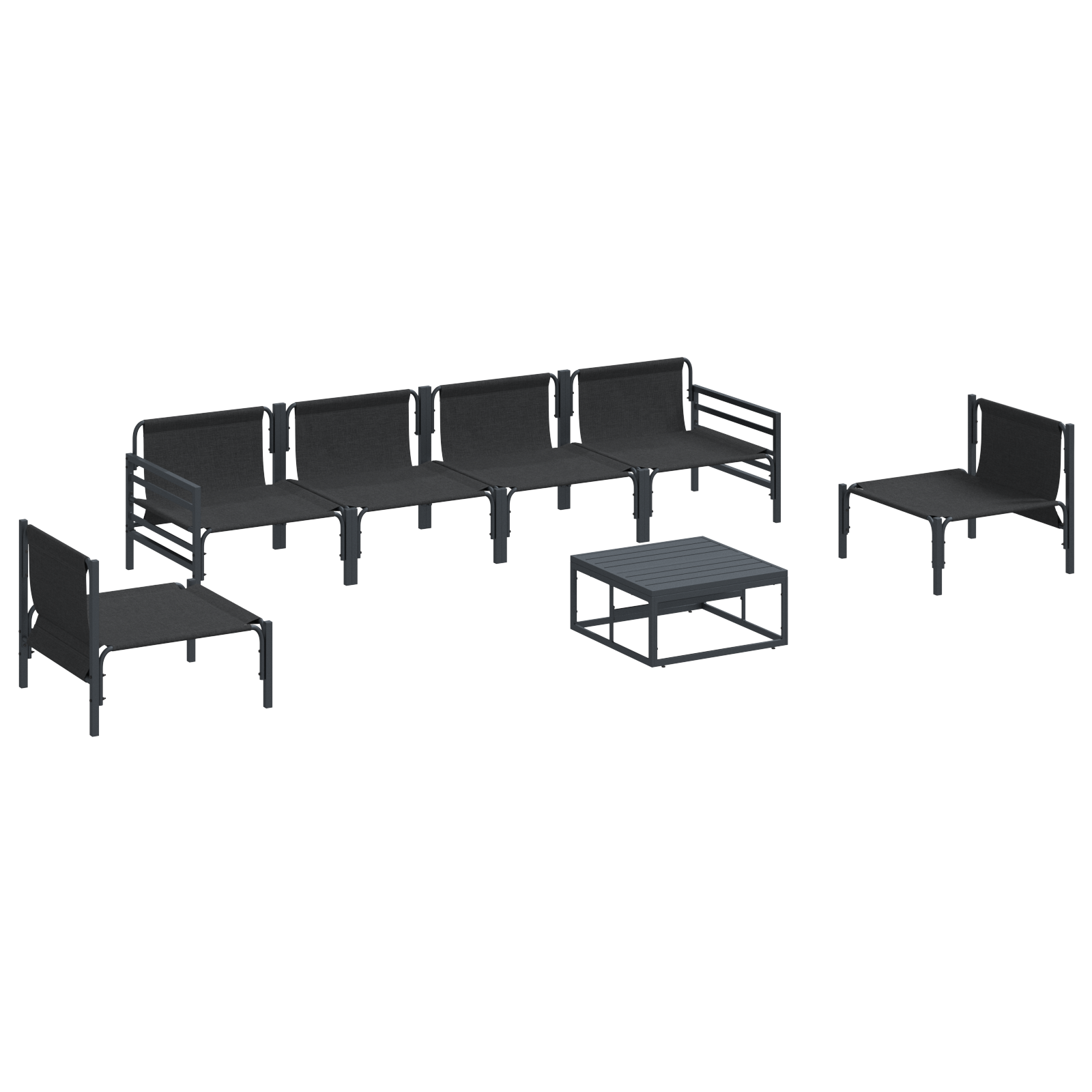 Hagesofa Set 7 pcs Antrasittgrå Stål