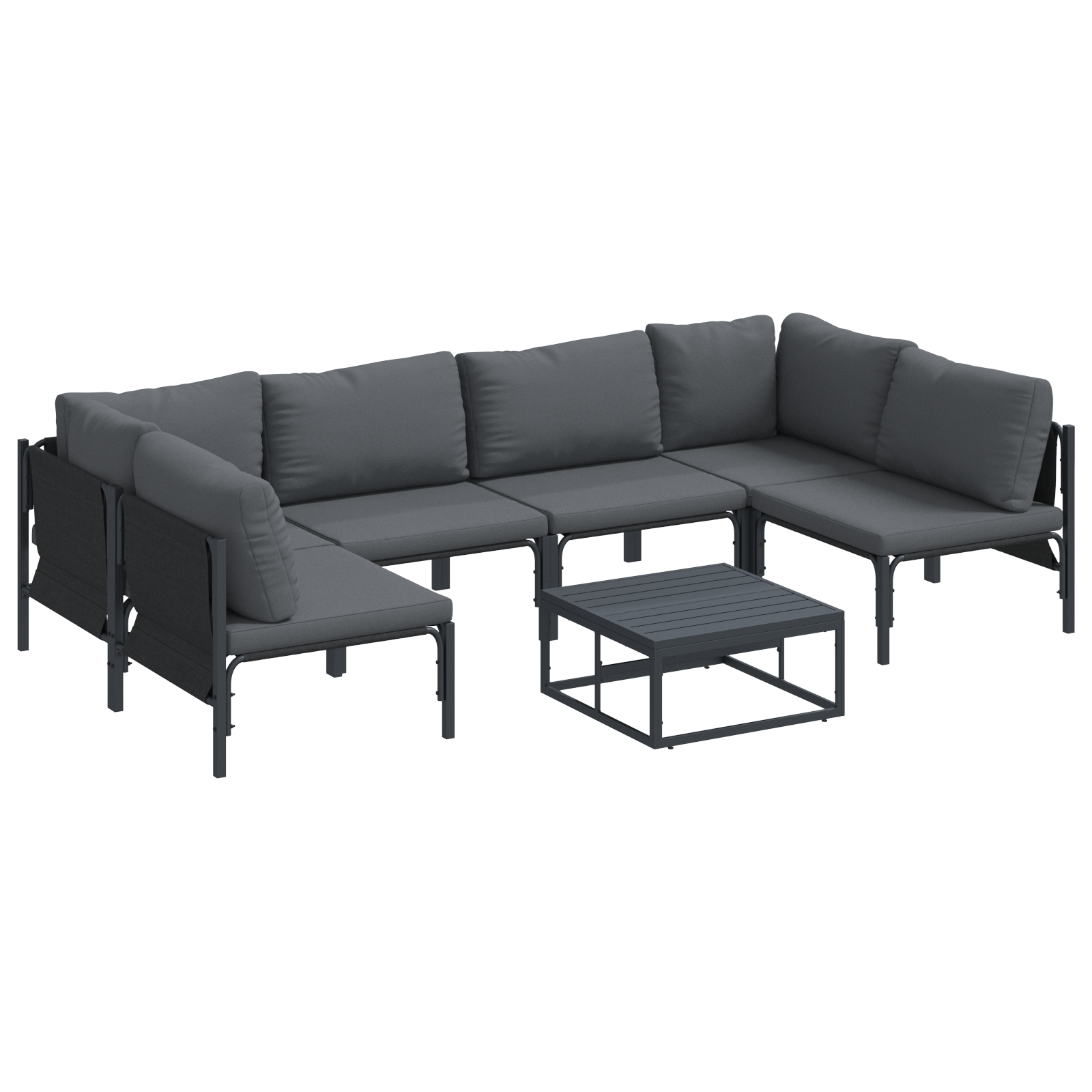 Hagesofa Set 7 pcs Antrasitt Stål